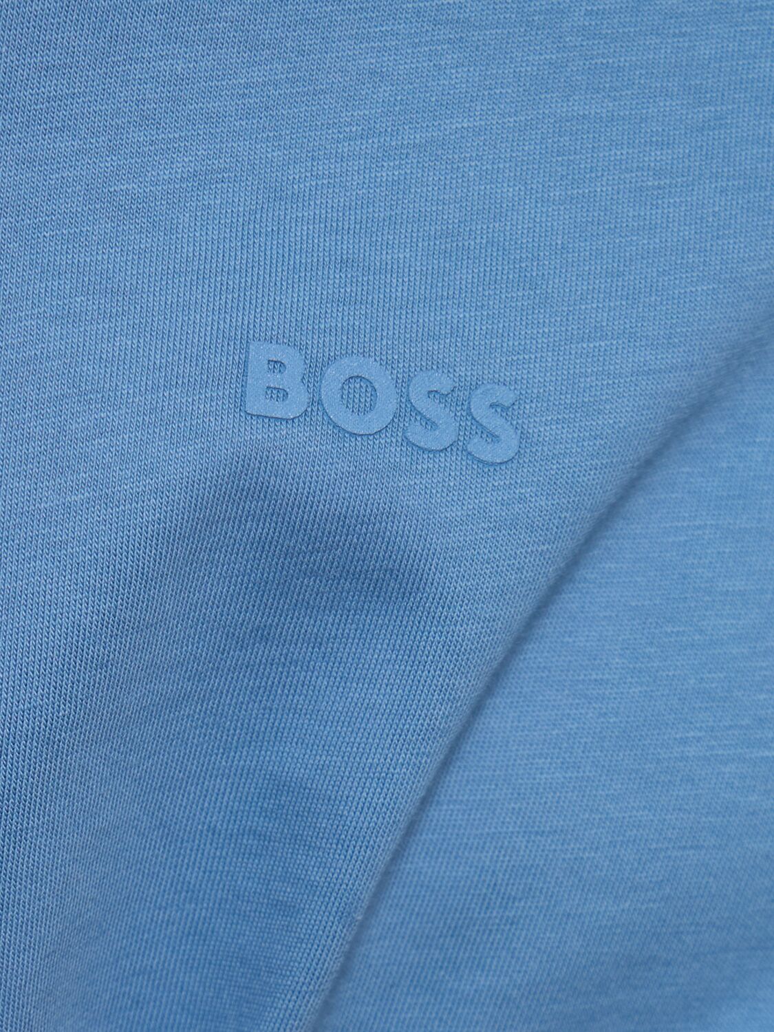 Shop Hugo Boss Thompson Logo Cotton Jersey T-shirt In Light Blue