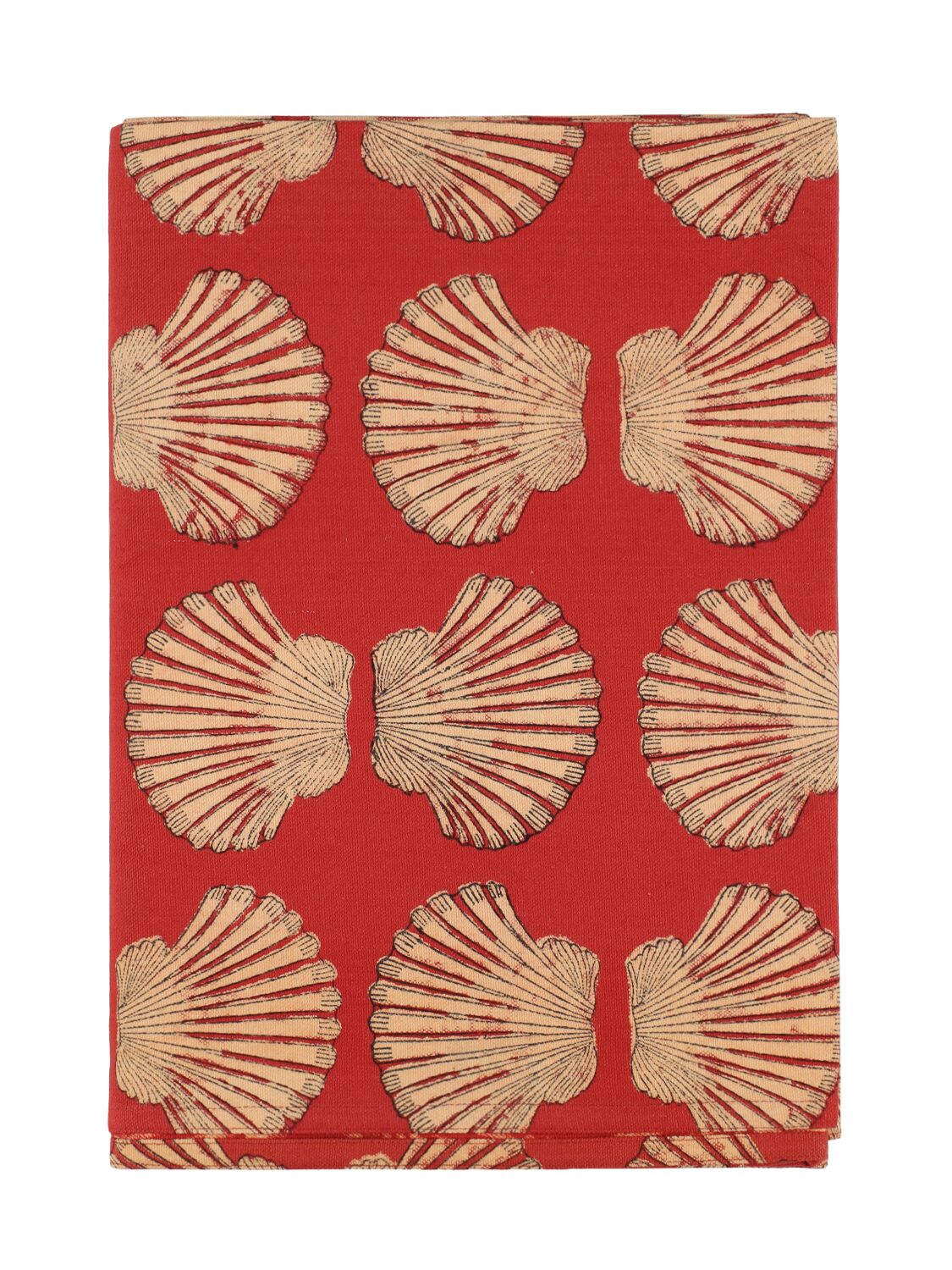 Les Ottomans Hand-printed Cotton Tablecloth In Red