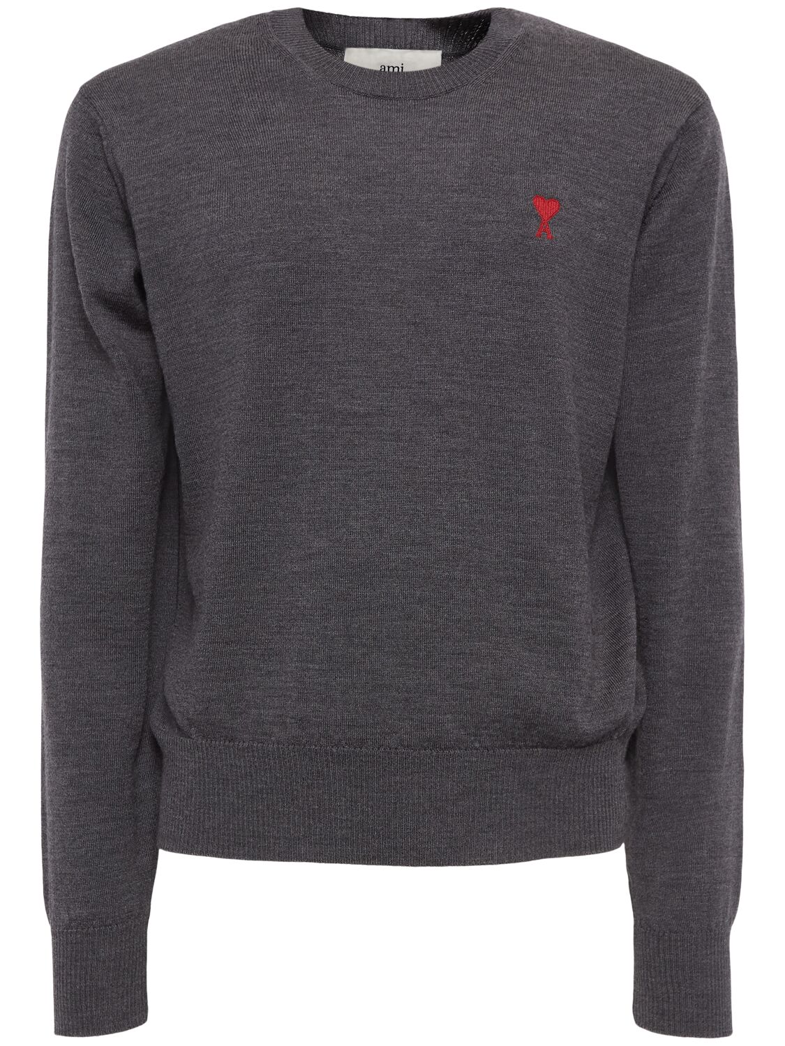 Ami Alexandre Mattiussi Red Adc Wool Sweater In Heather Grey
