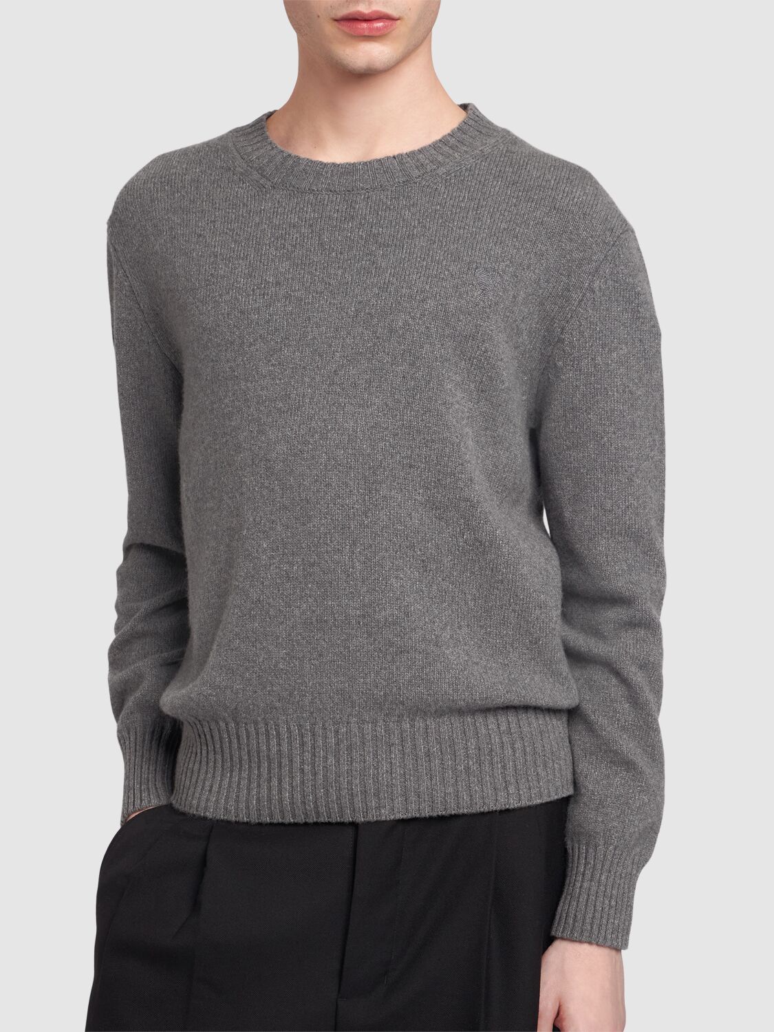 Shop Ami Alexandre Mattiussi Adc Logo Cashmere Sweater In Light Grey