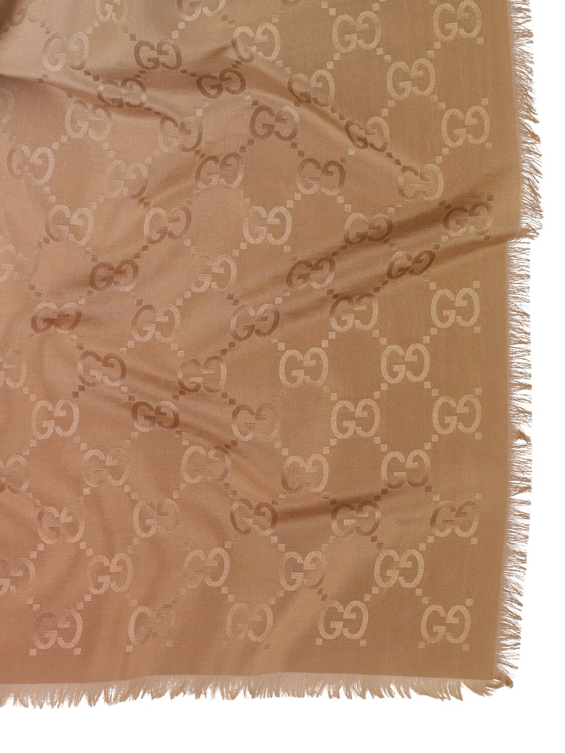 Shop Gucci Gg Cotton & Silk Blend Scarf In Camel,pink