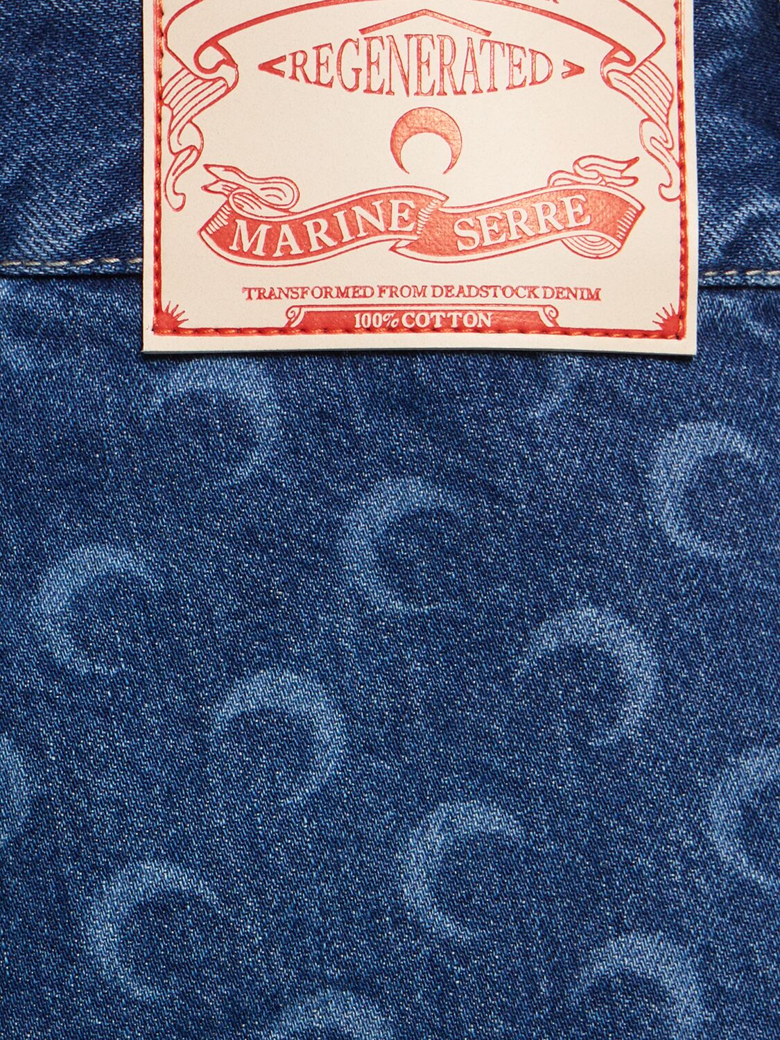Shop Marine Serre Deadstock Cotton Denim Loose Jeans In Blue