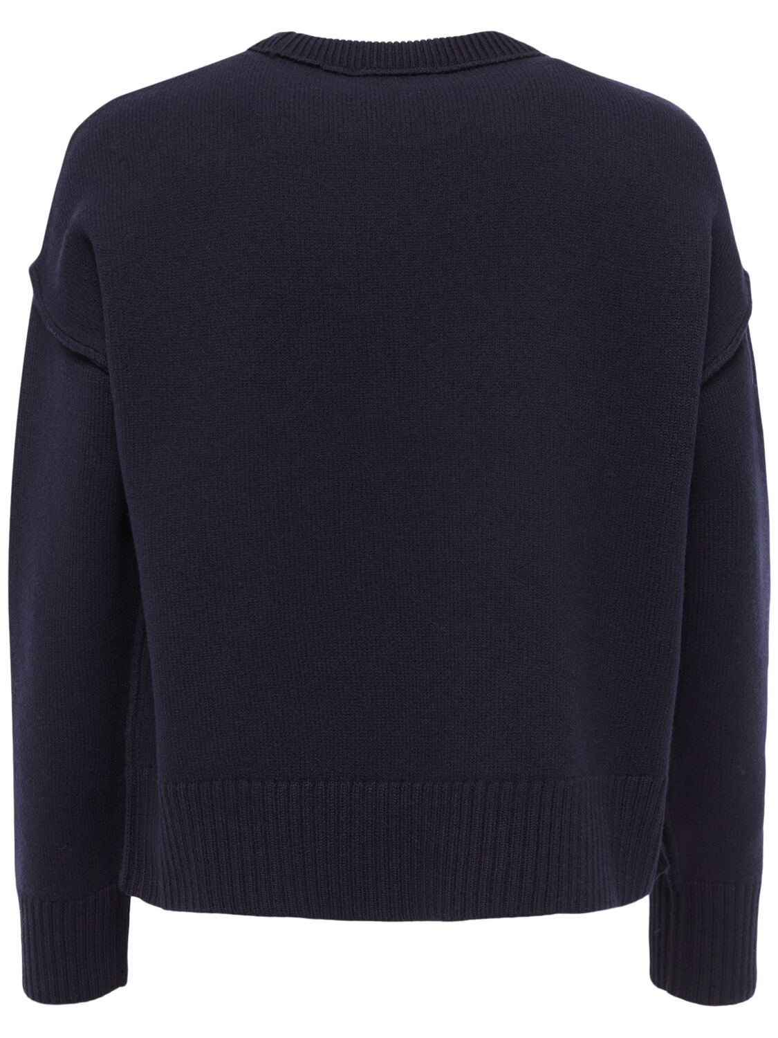 Shop Ami Alexandre Mattiussi Adc Virgin Wool Crewneck Sweater In Navy/red