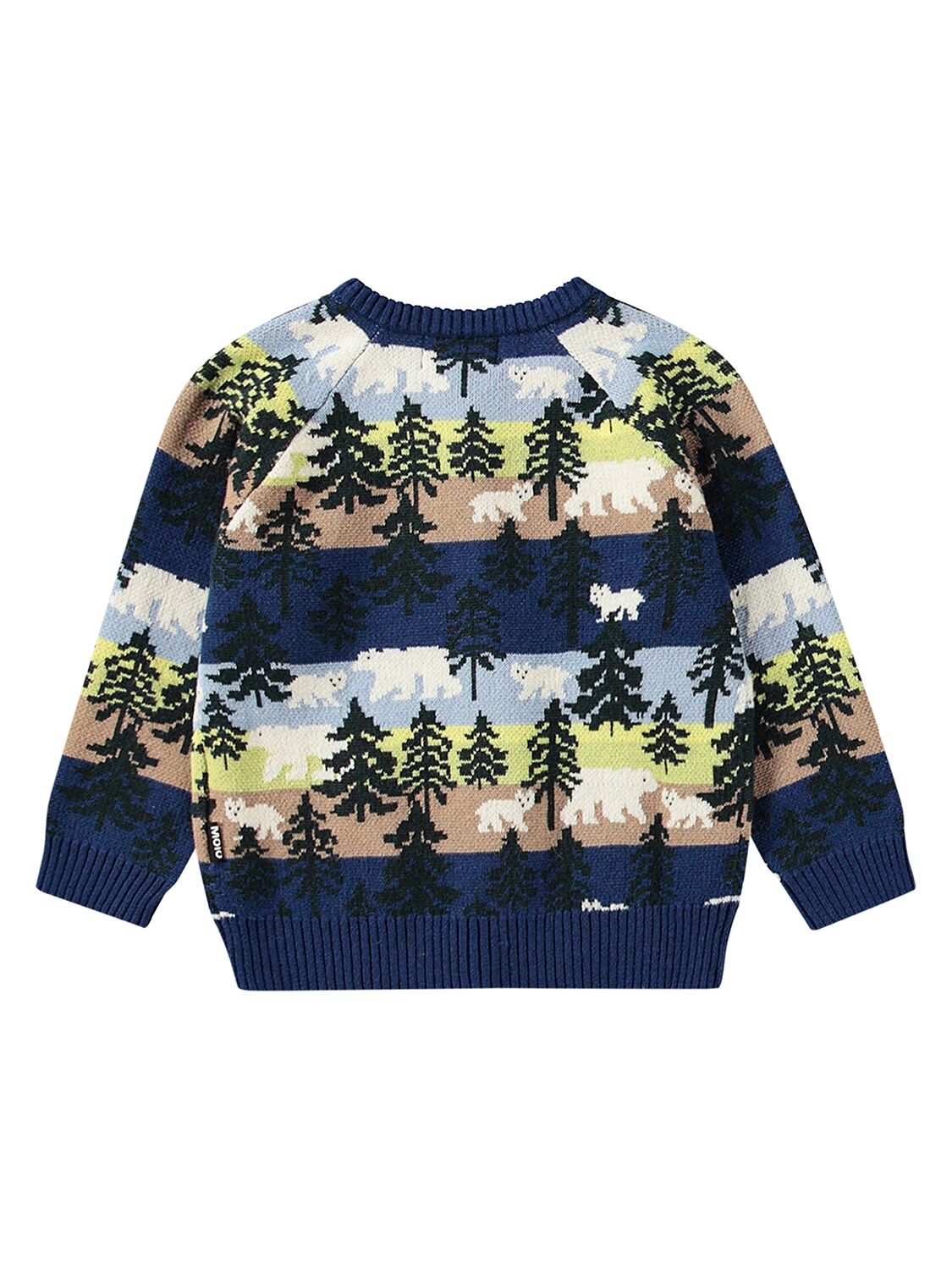 Shop Molo Intarsia Cotton&wool Knit Cardigan In Blue/multi