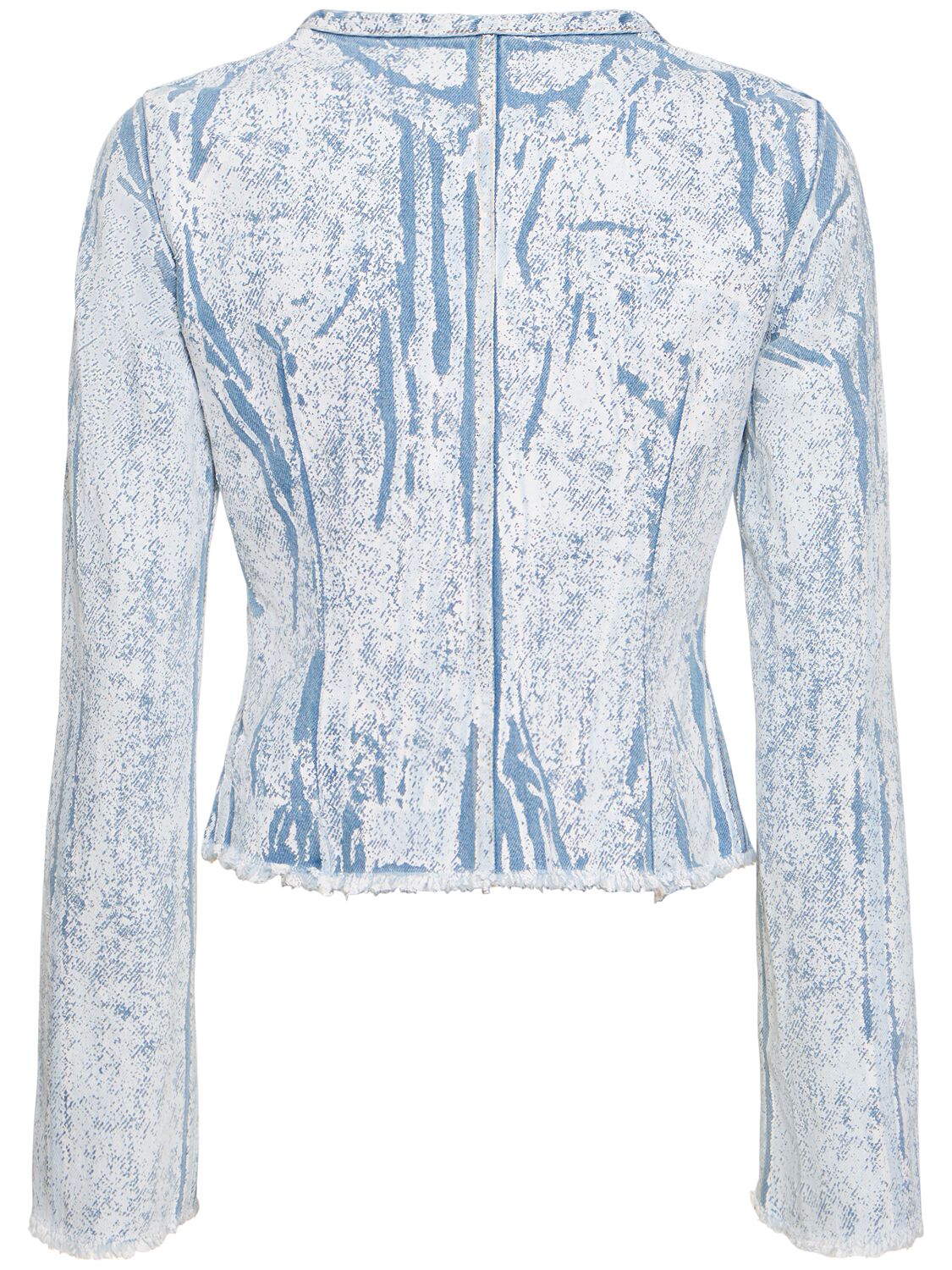 Shop Acne Studios Coated Denim Collarless Jacket In Light Blue