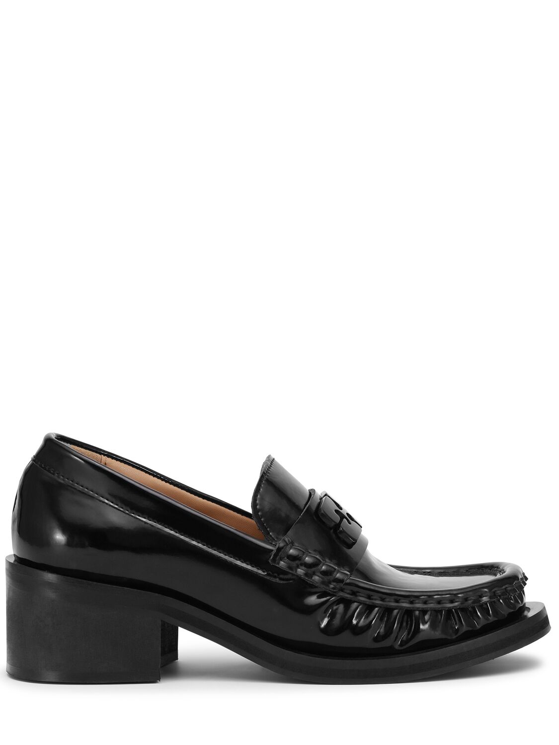 Ganni 50mm Butterfly Patent Tech Loafers In Black