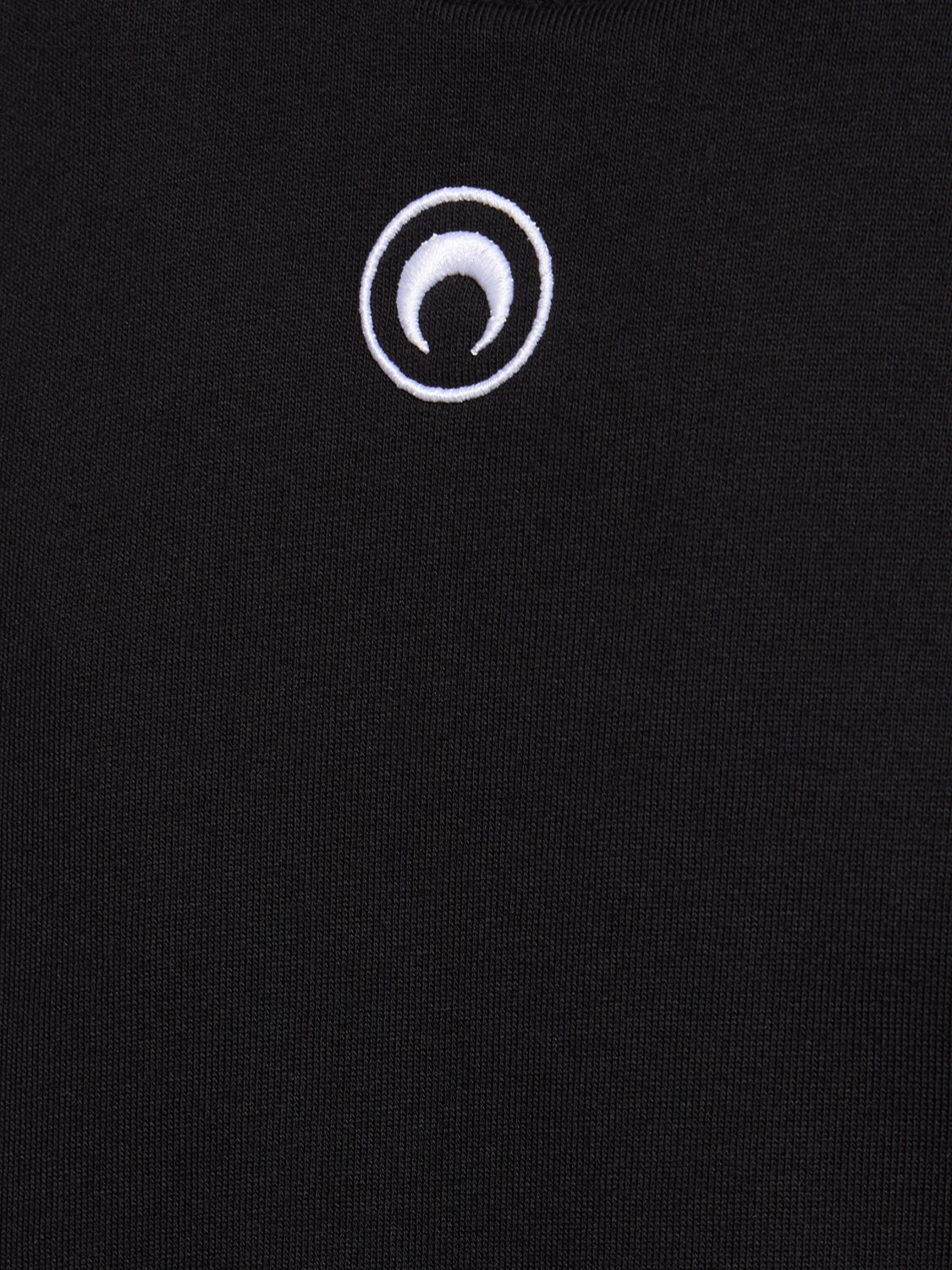 Shop Marine Serre Logo Organic Cotton Hoodie In Black