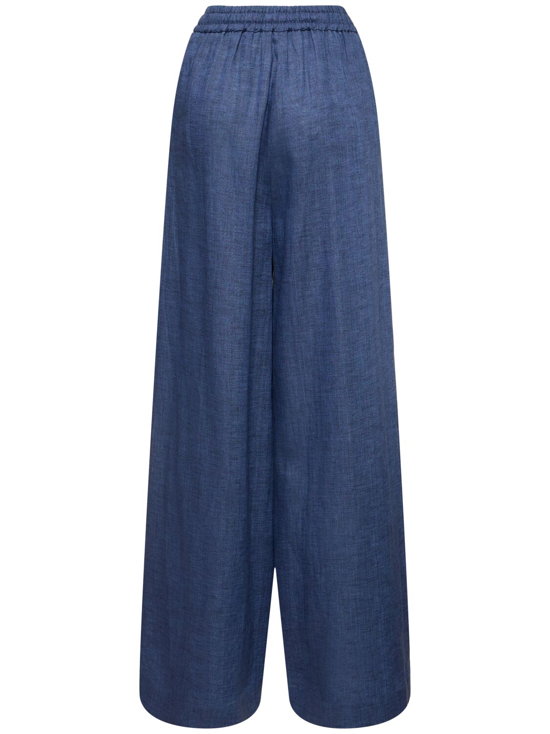 Shop Loro Piana Graisen Solaire Linen Wide Pants In Light Blue