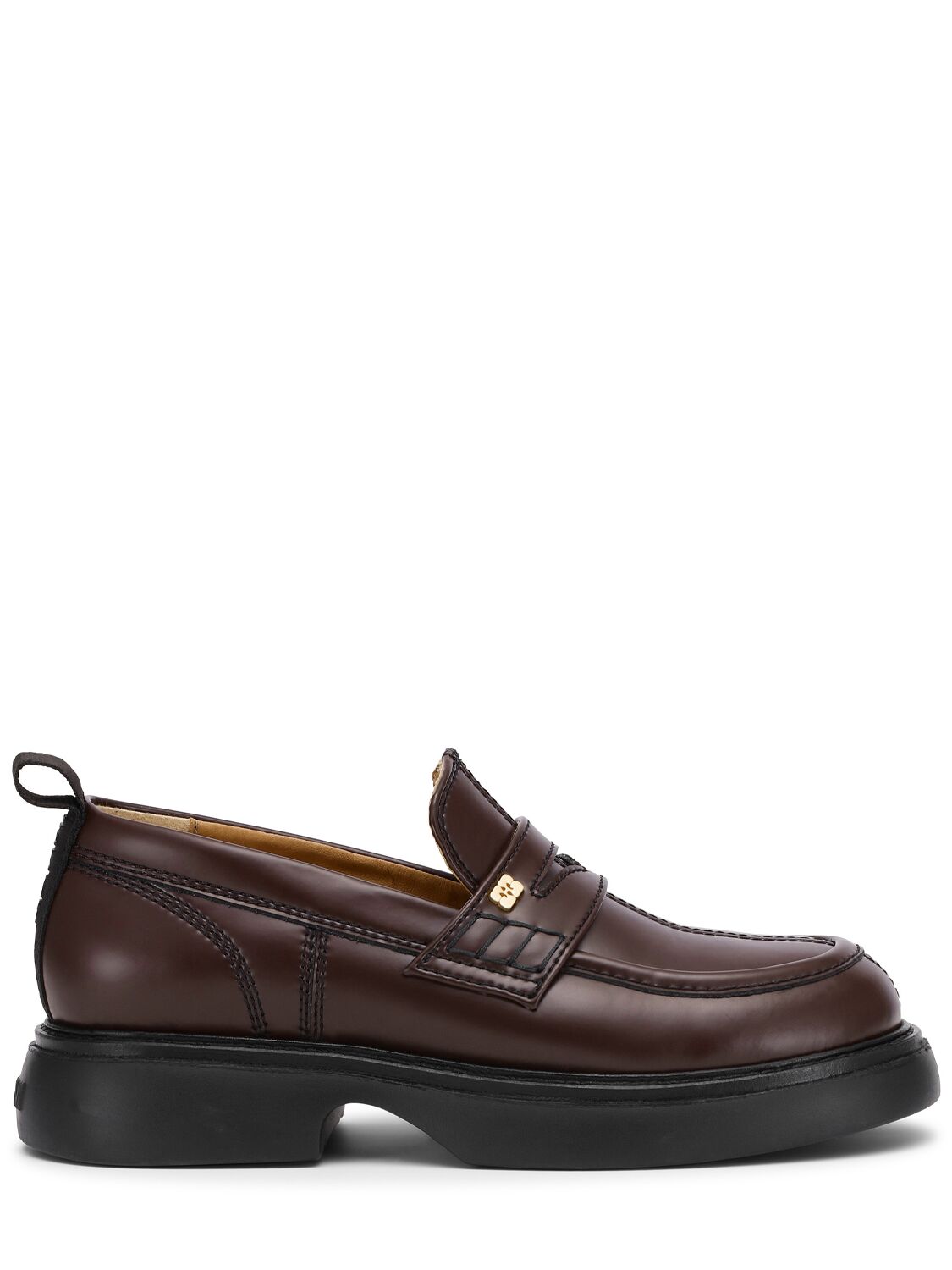Ganni 25mm Everyday Faux Leather Loafers In Chocolate