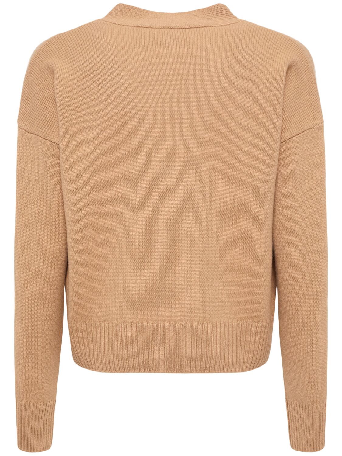 Shop Ami Alexandre Mattiussi Adc Logo Wool Cashmere Cardigan In Nude