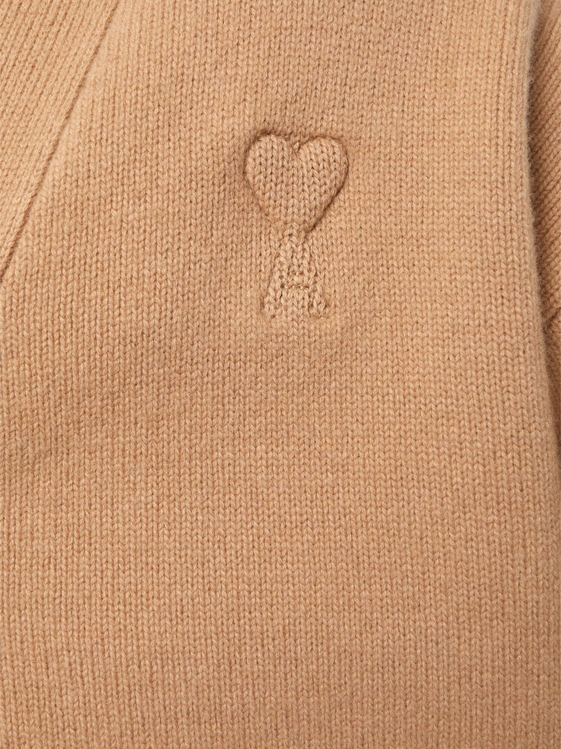 Shop Ami Alexandre Mattiussi Adc Logo Wool Cashmere Cardigan In Nude