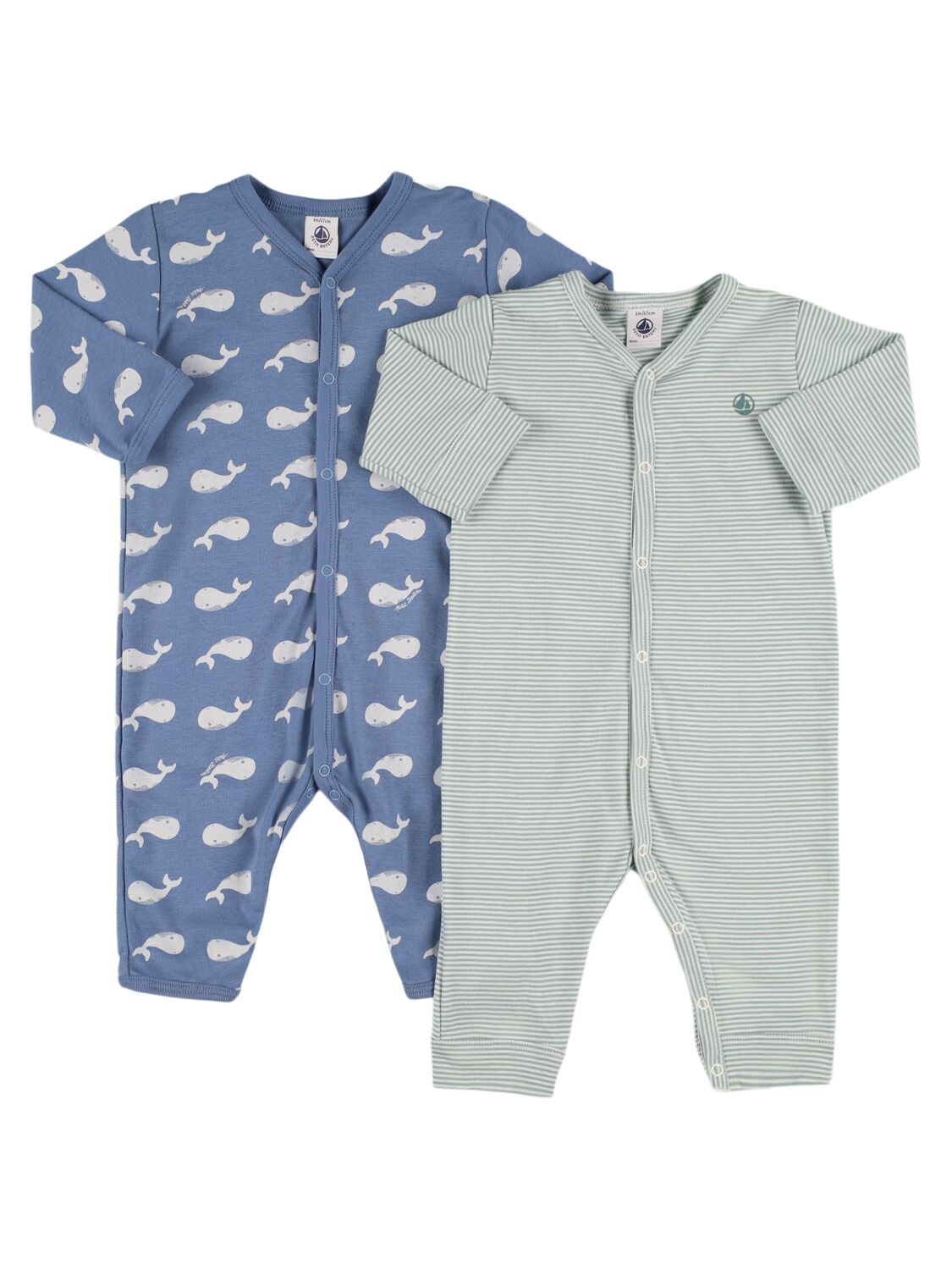 Petit Bateau Babies' Set Of 2 Printed Cotton Rompers In 멀티컬러