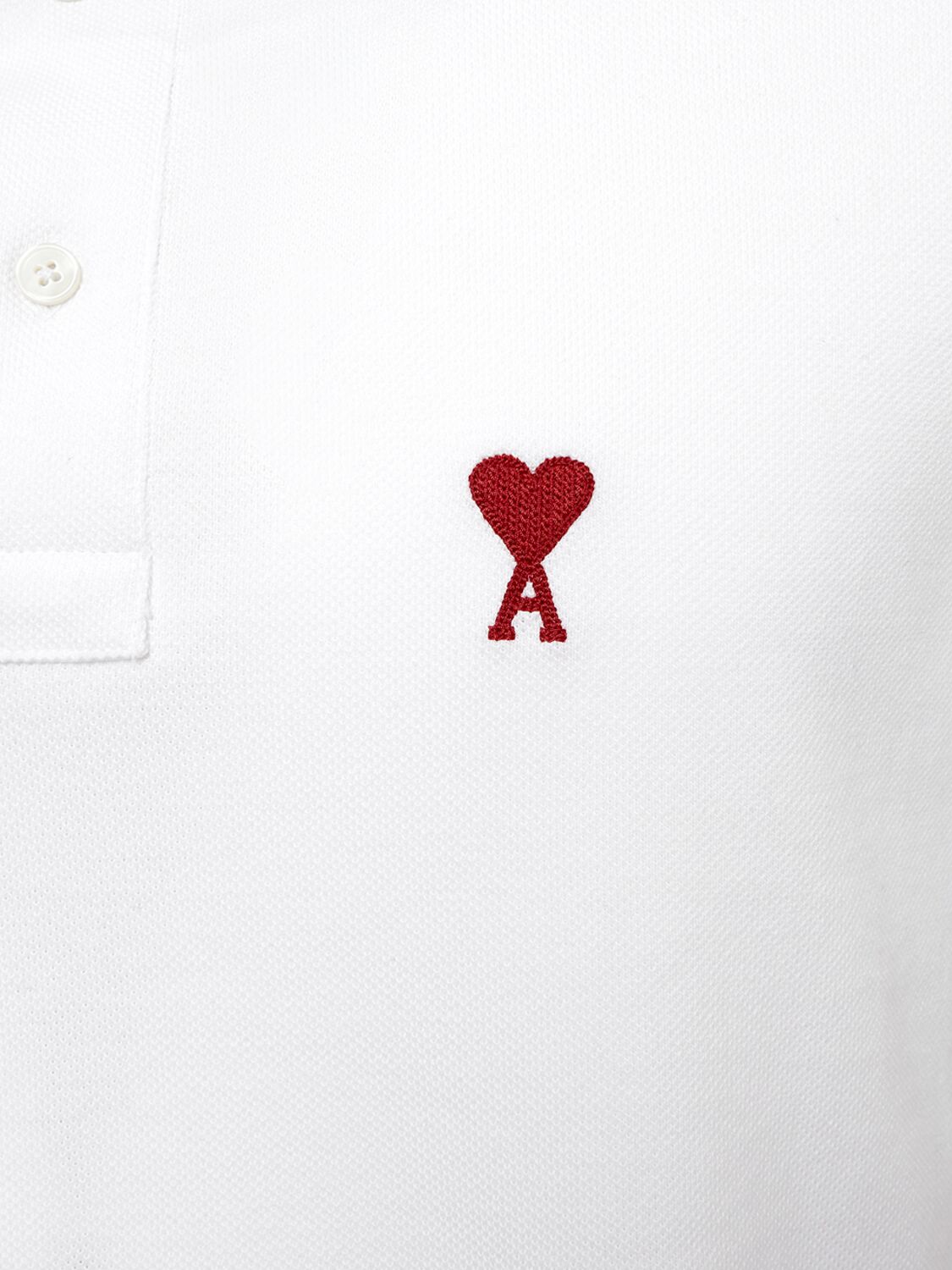 Shop Ami Alexandre Mattiussi Embroidered Logo Cotton Pique Polo In White