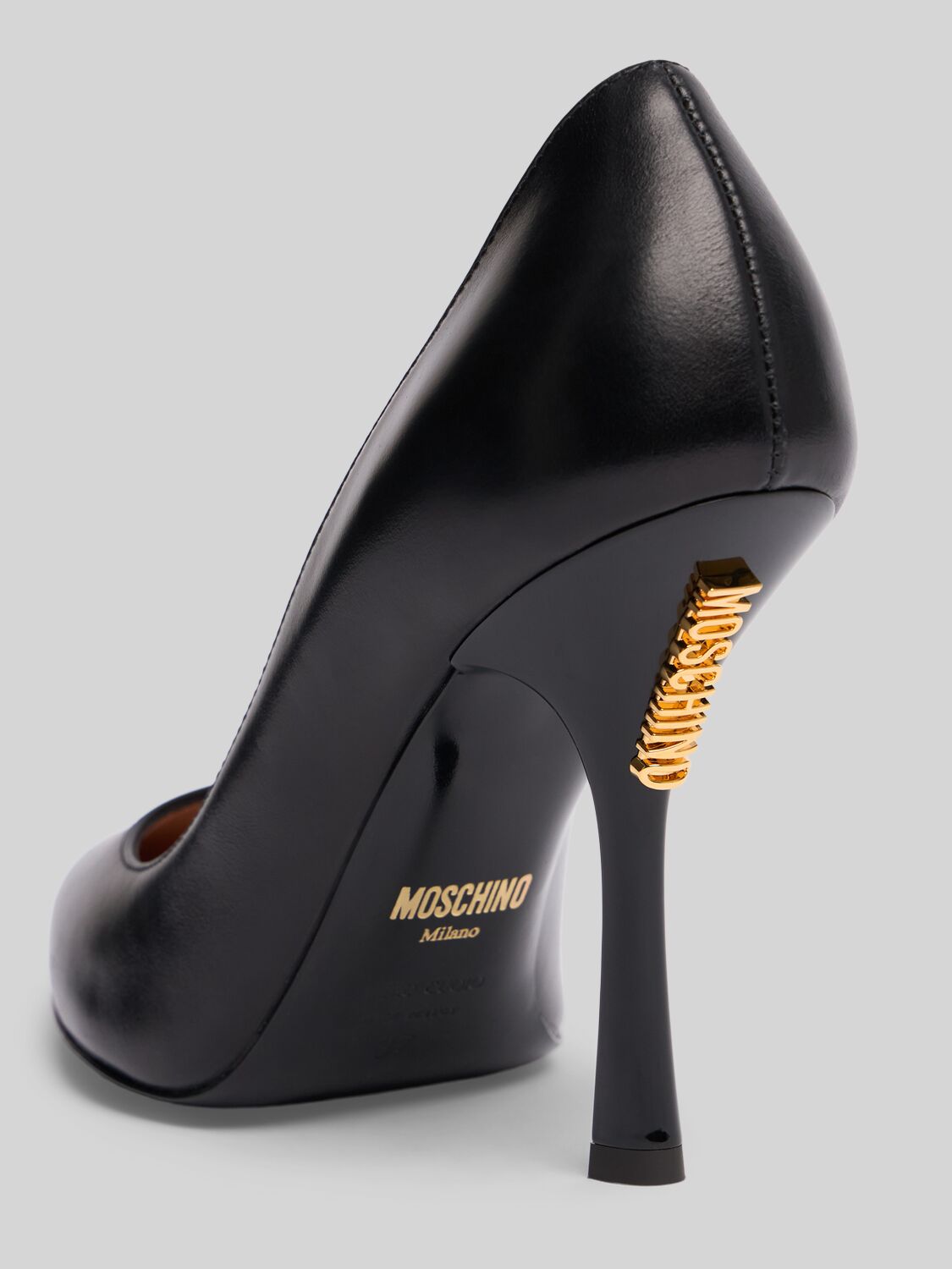 Shop Moschino 100mm Leather Pumps In Black