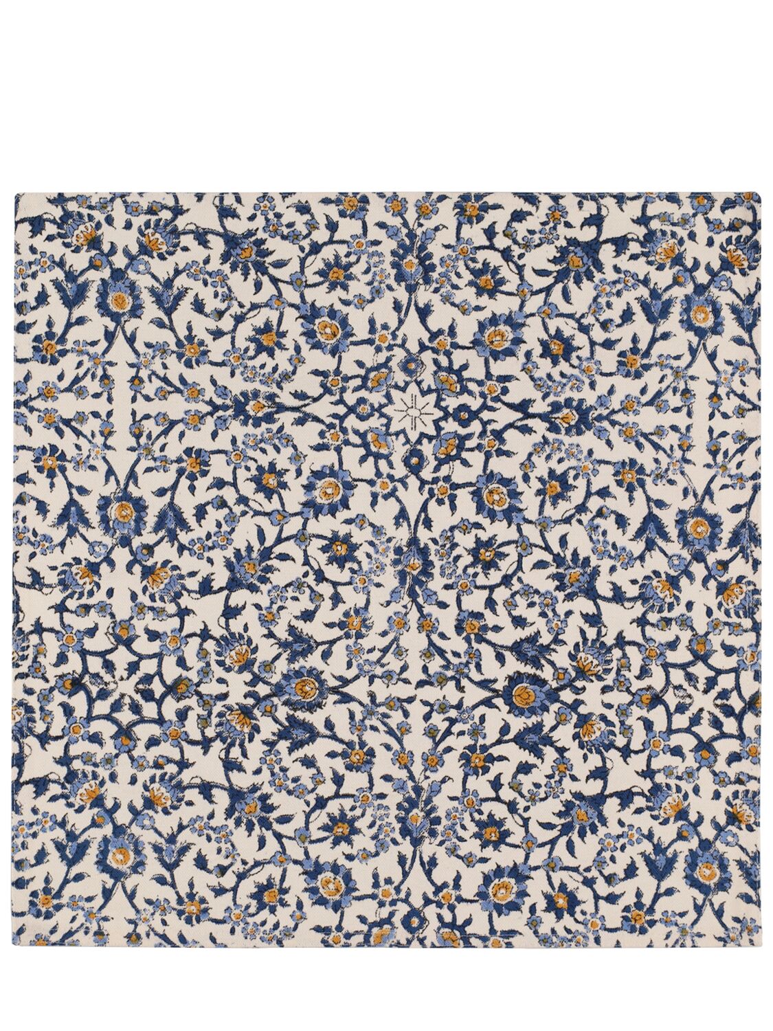 Shop Les Ottomans Set Of 4 Hand-printed Cotton Napkins In Blue
