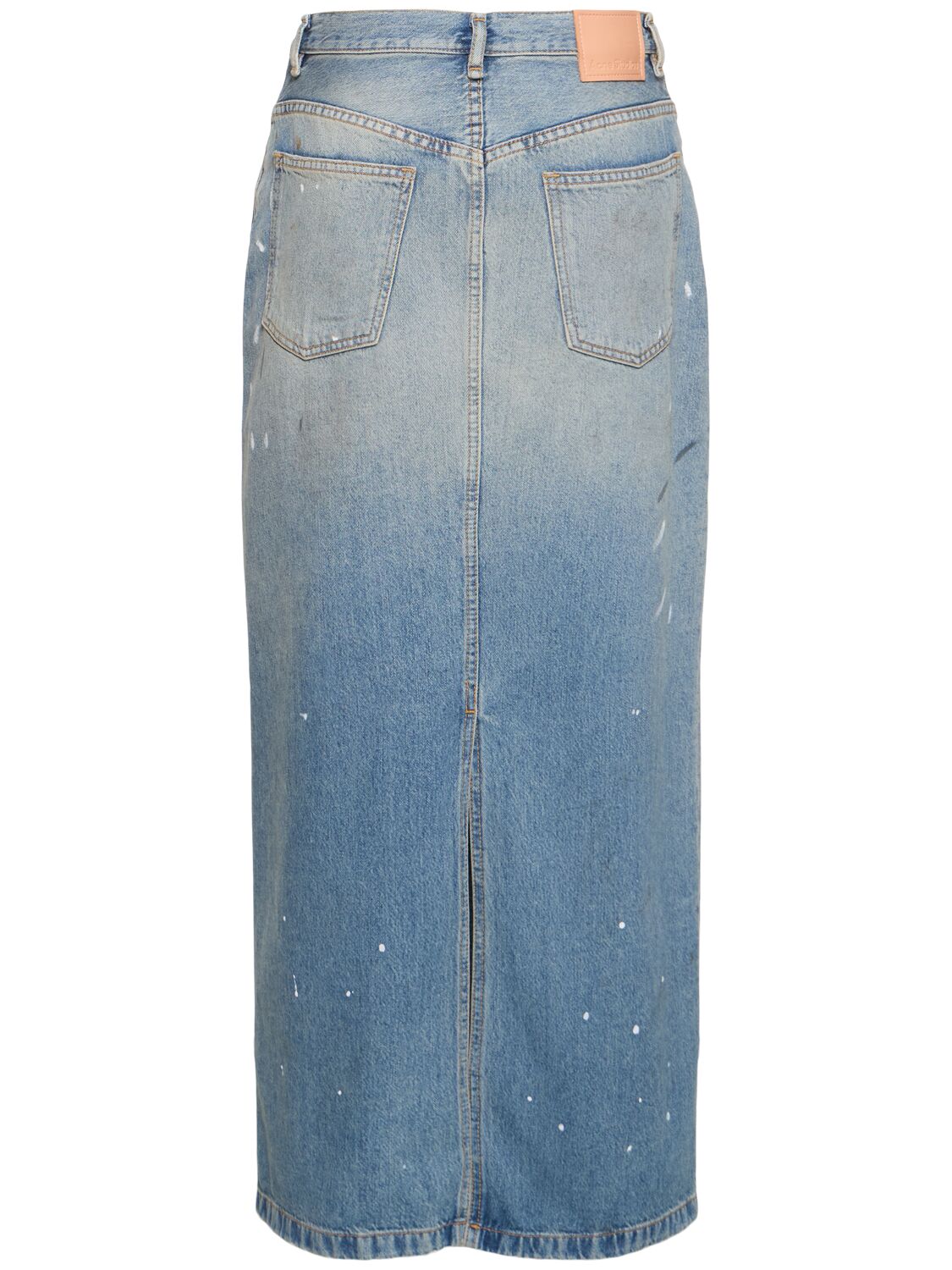 Shop Acne Studios Cotton Blend Denim Midi Skirt In Light Blue