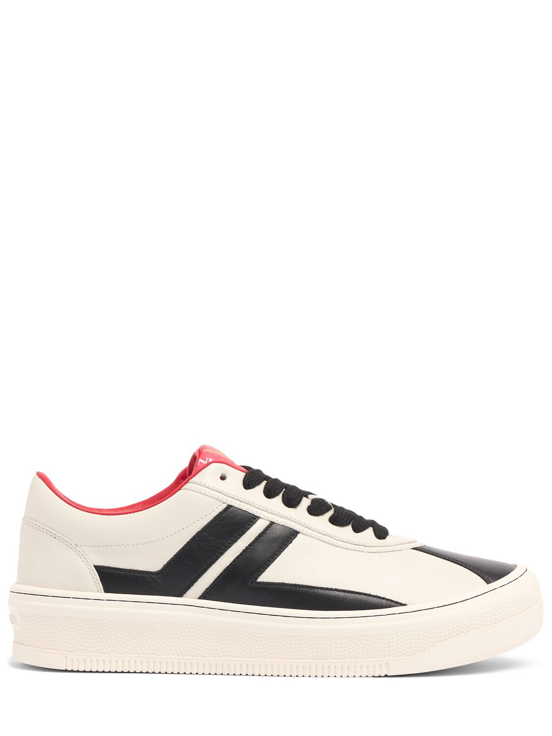 Lanvin Pluto Leather Low Top Sneakers In Off White Black