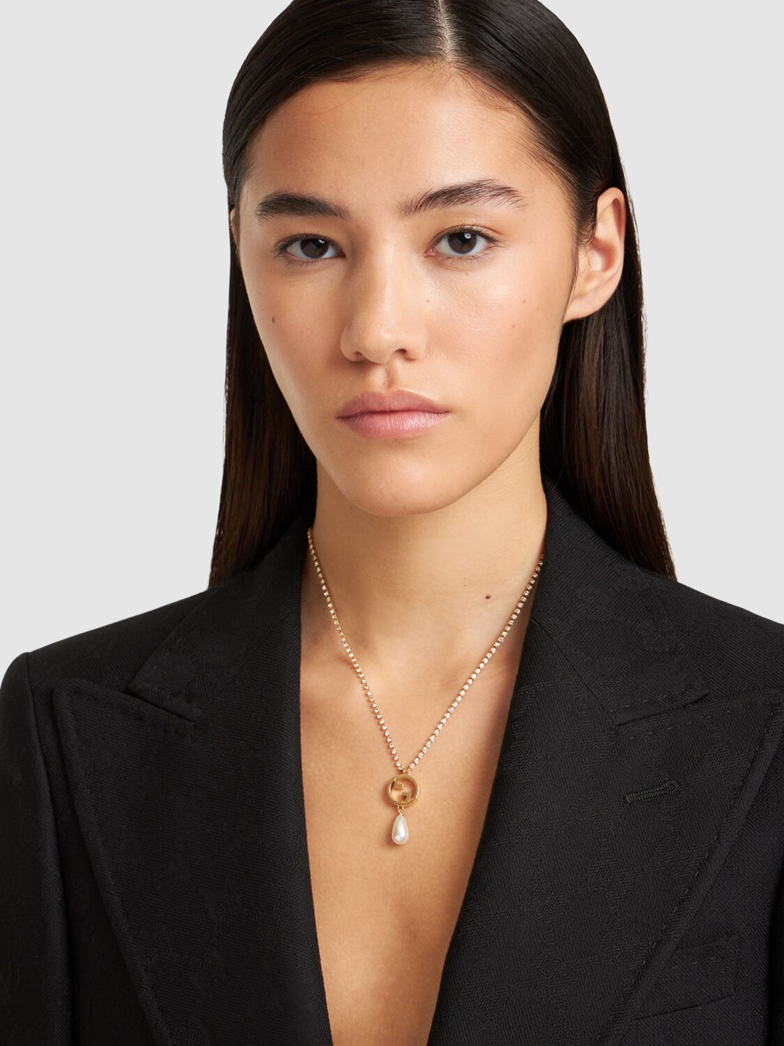 Shop Gucci Blondie Embellished Brass Necklace In Gold