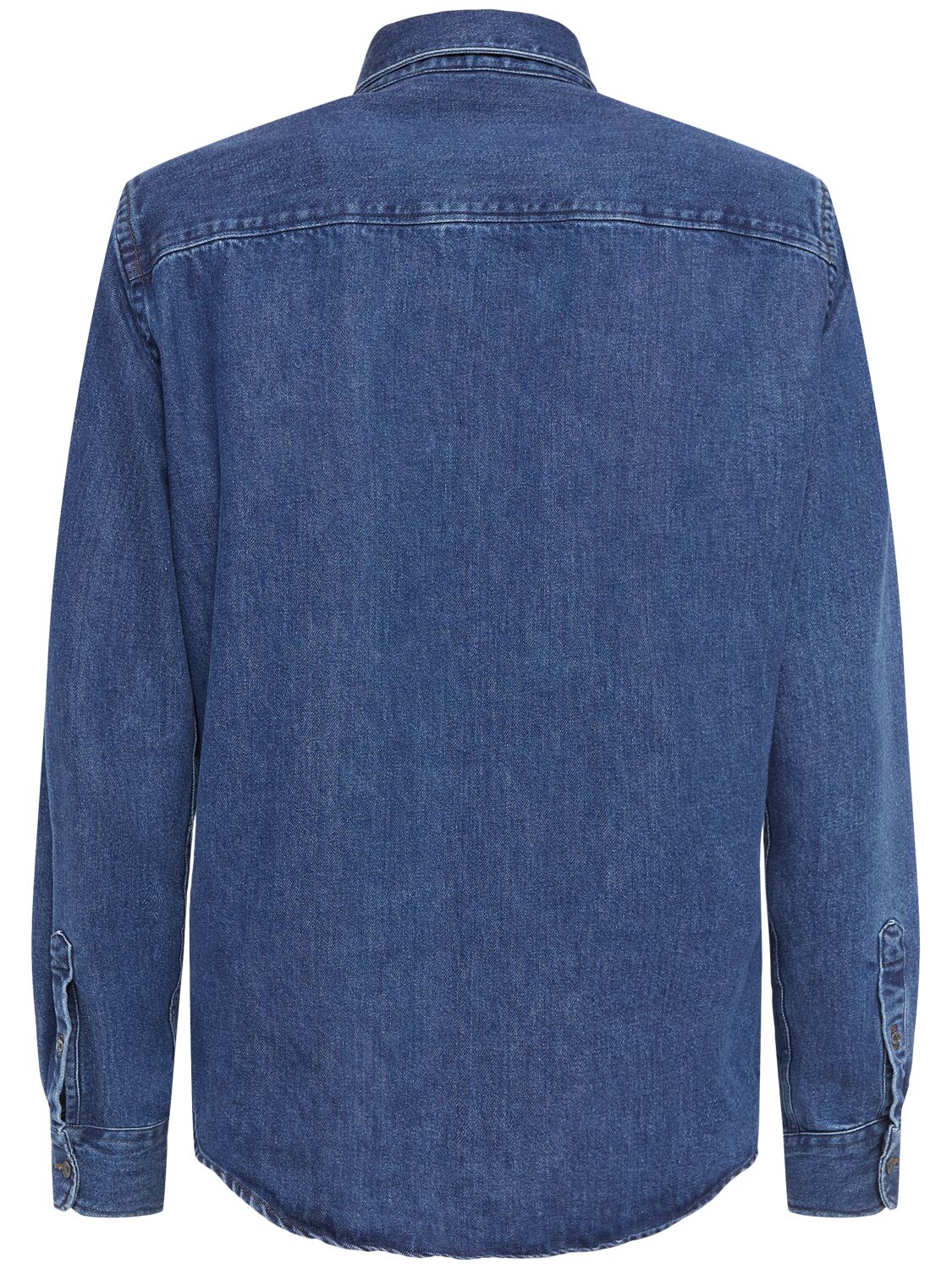 Shop Ami Alexandre Mattiussi Adc Button Down Denim Shirt In Used Blue