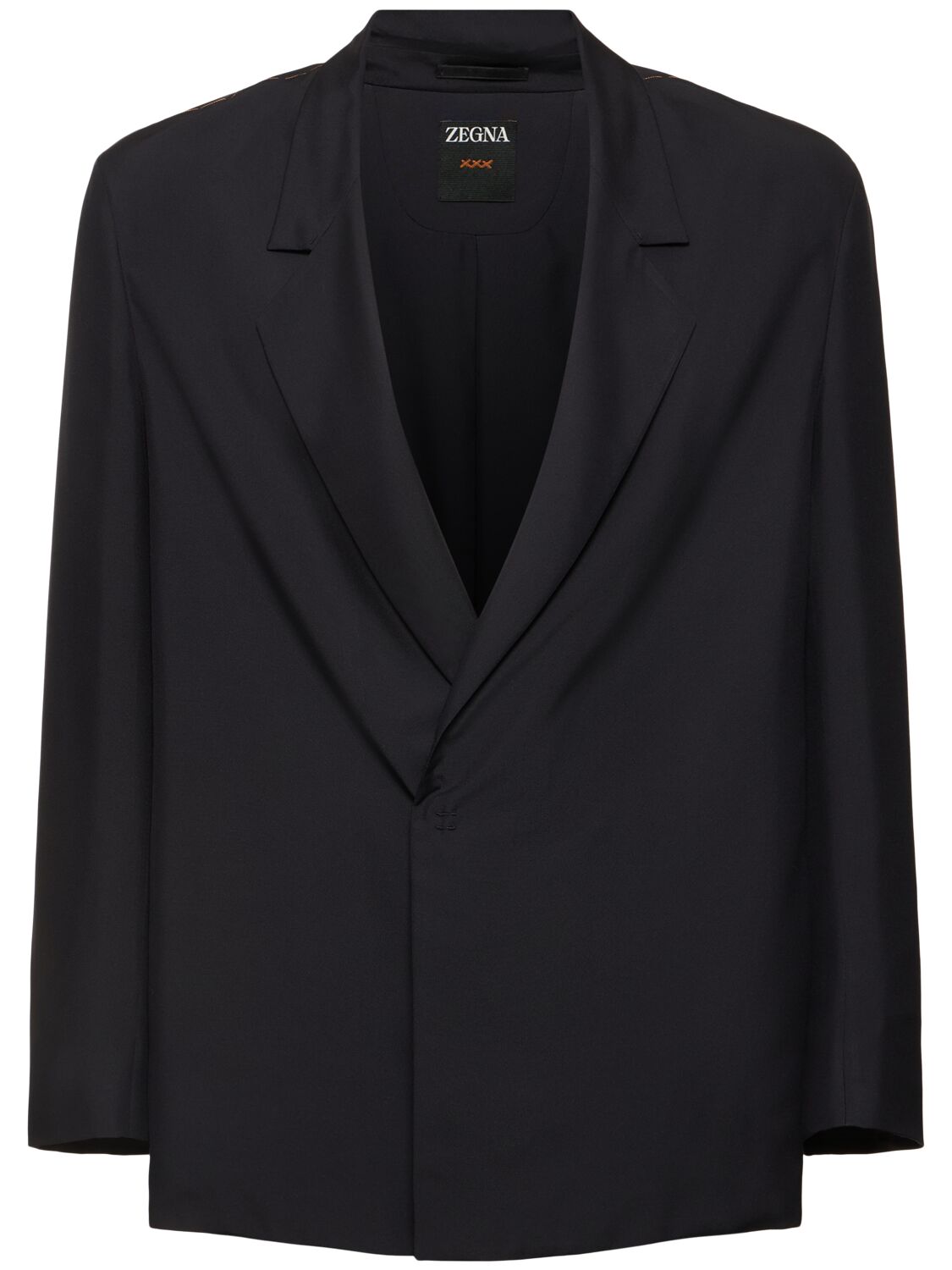 Shop Zegna Oversized Silk Blazer In Black