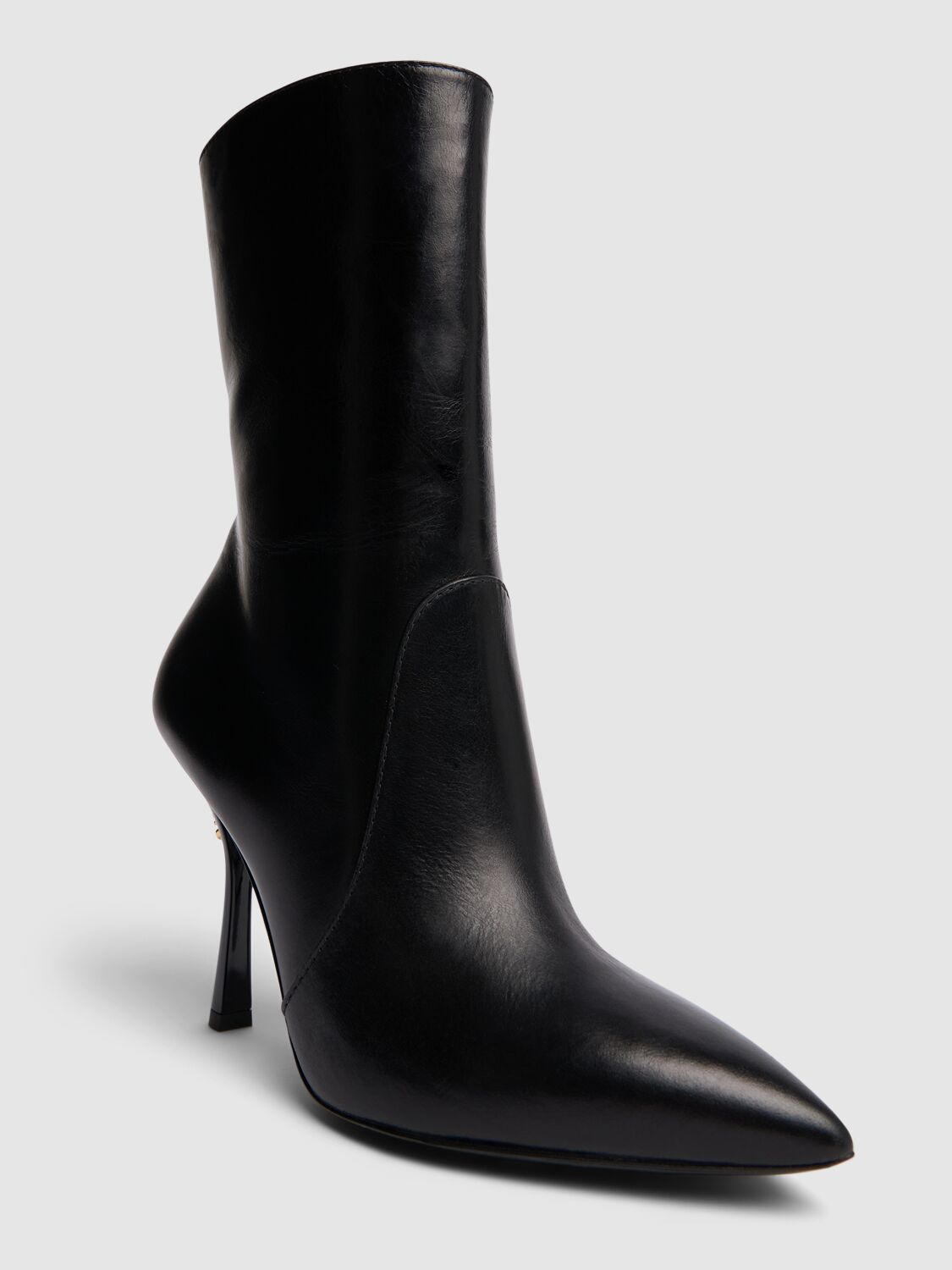 Shop Moschino 100mm Leather Zip-up Ankle Boots In Black