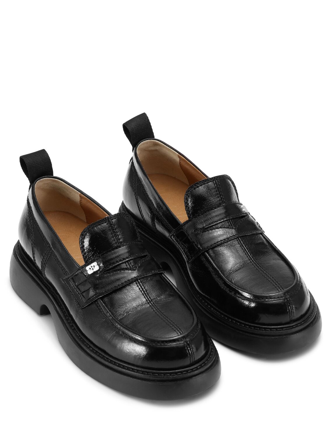 Shop Ganni 25mm Everyday Faux Leather Loafers In Black