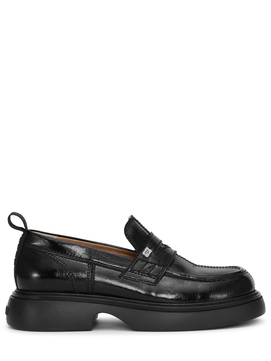 Ganni 25mm Everyday Faux Leather Loafers In Black