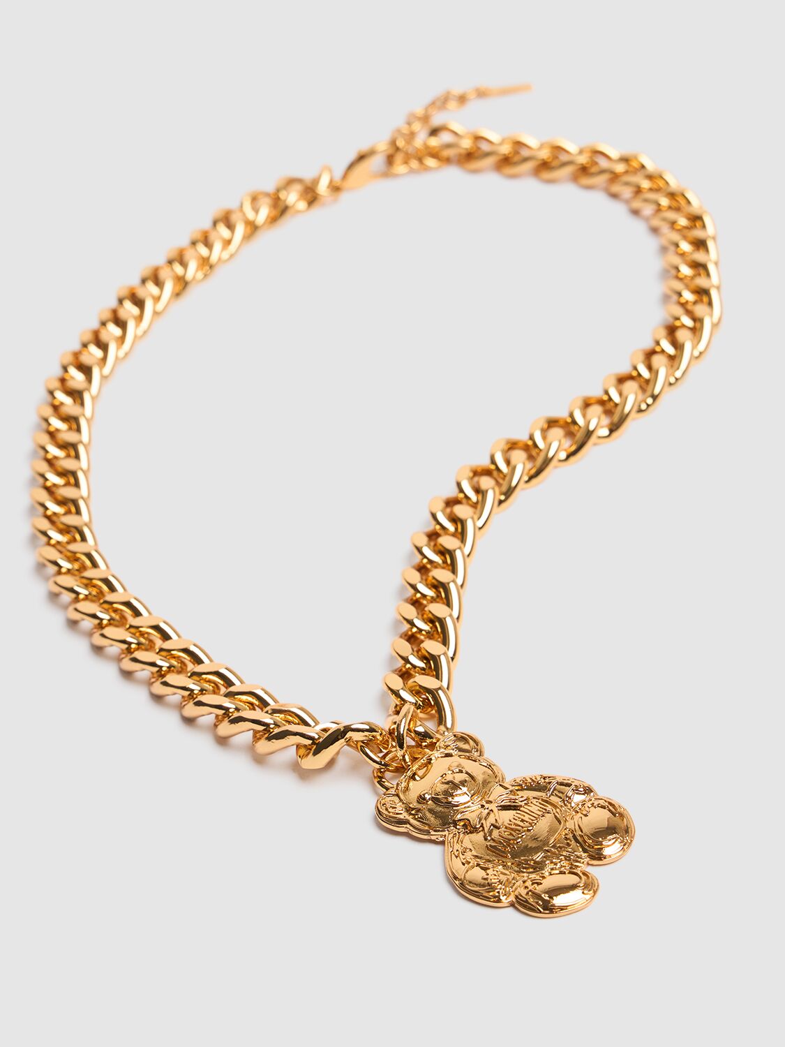 Shop Moschino Archive Teddy Bear Long Necklace In Gold