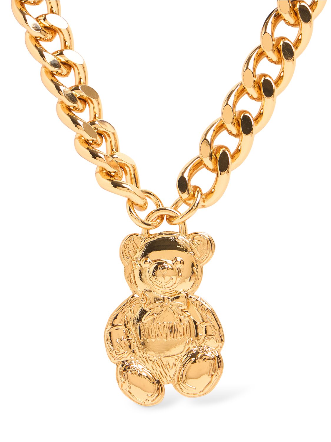 Moschino Archive Teddy Bear Long Necklace In Gold