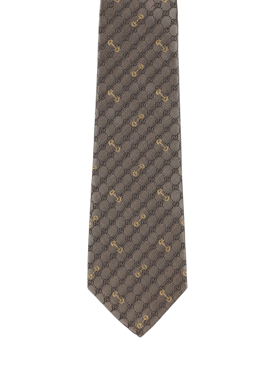 Shop Gucci 7cm Morset Silk Tie In Sand,brown