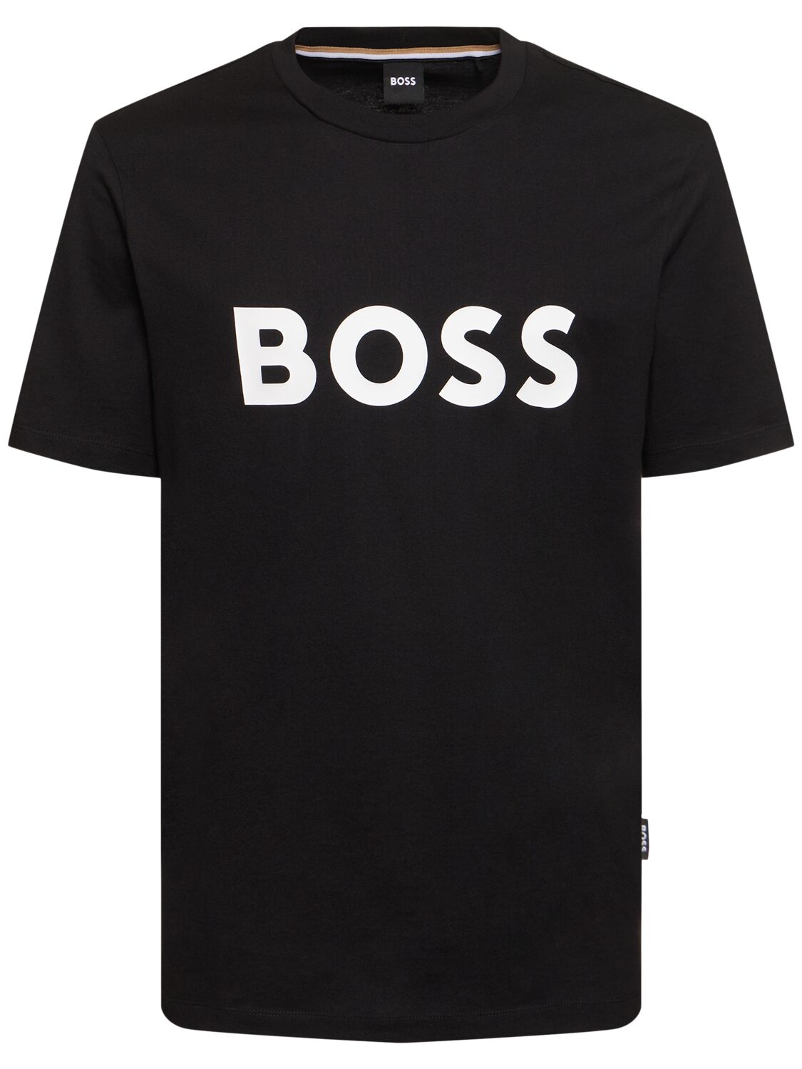 Shop Hugo Boss Tiburt 354 Logo Cotton T-shirt In Black