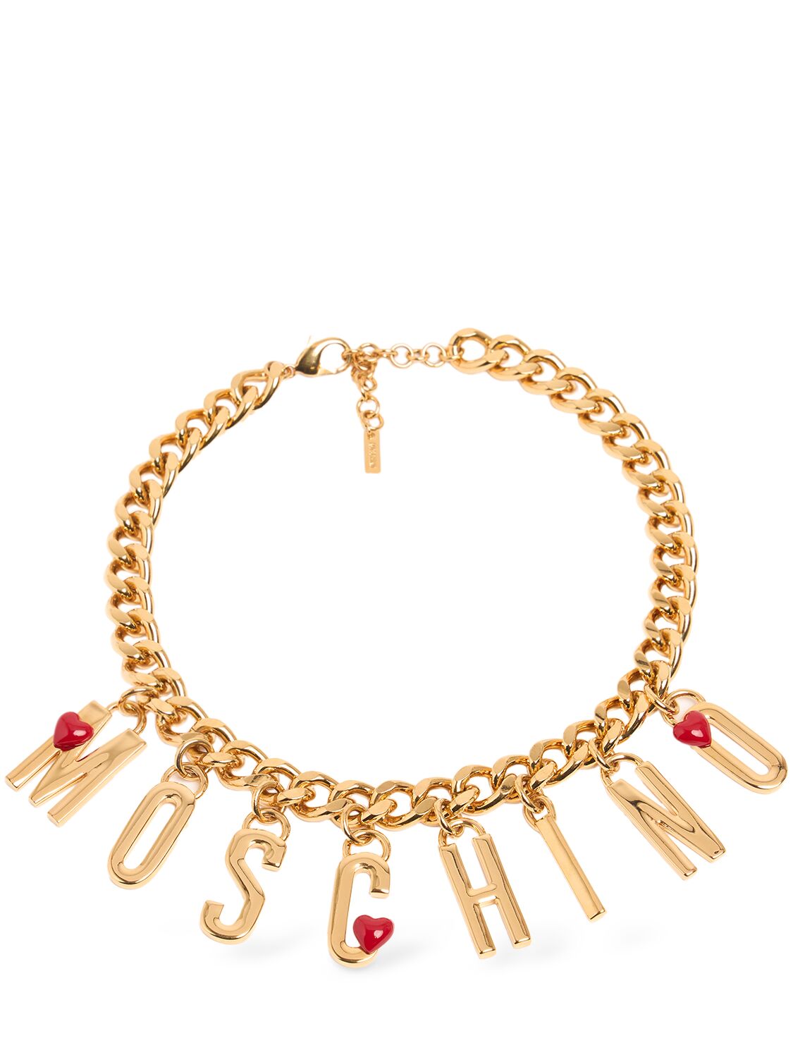 Moschino Logo Lettering Charm Collar Necklace In Gold