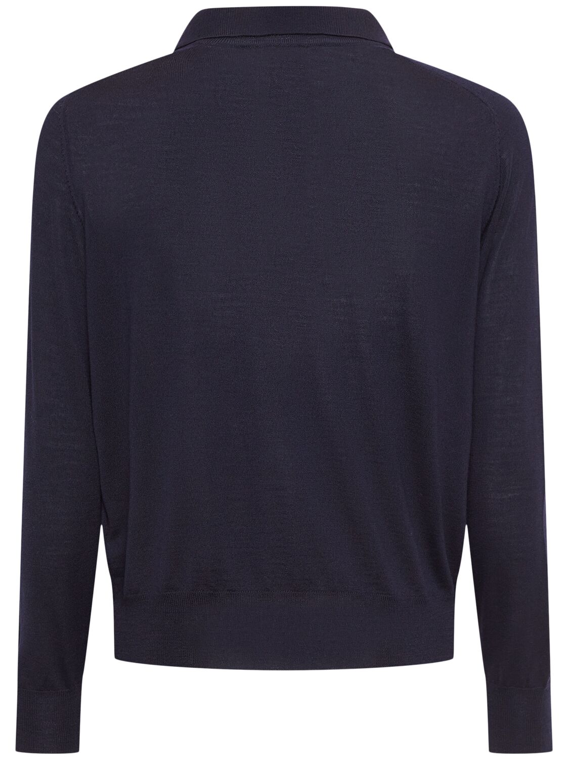 Shop Ami Alexandre Mattiussi Adc Logo Wool Knit Polo In Midnight Blue