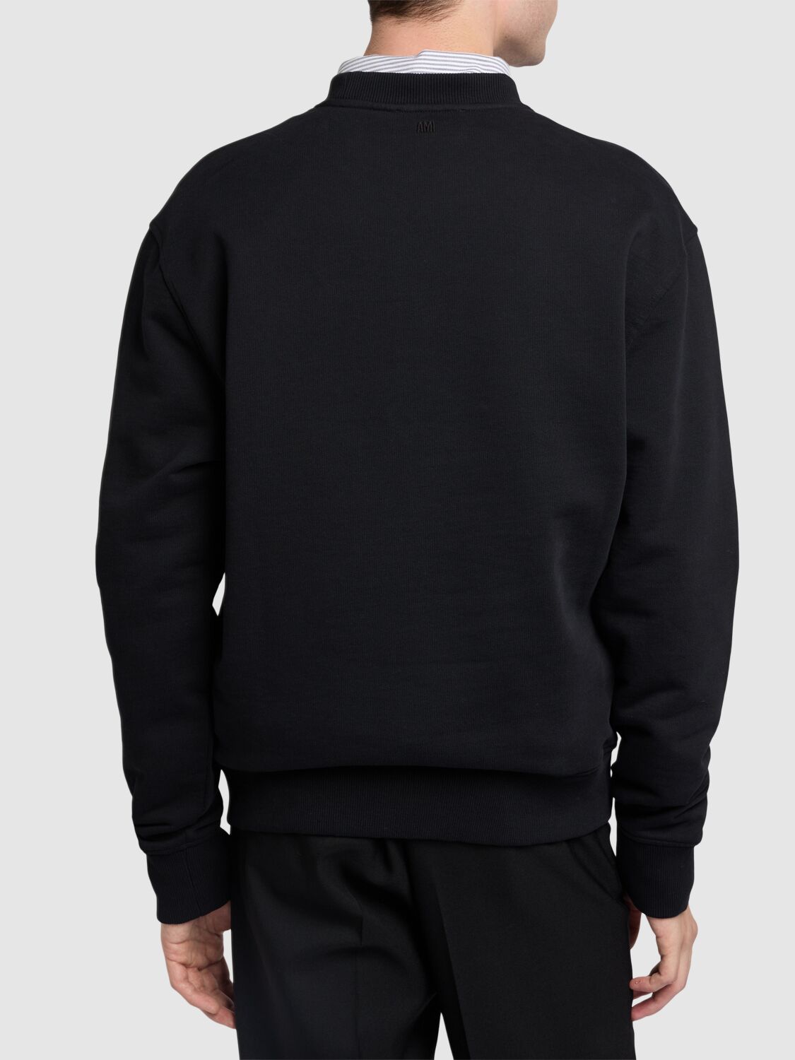 Shop Ami Alexandre Mattiussi Logo Cotton Crewneck Sweatshirt In Black