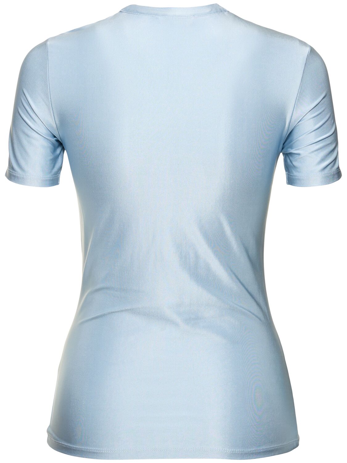 Shop Rabanne Draped Jersey Short Sleeve Top In Light Blue