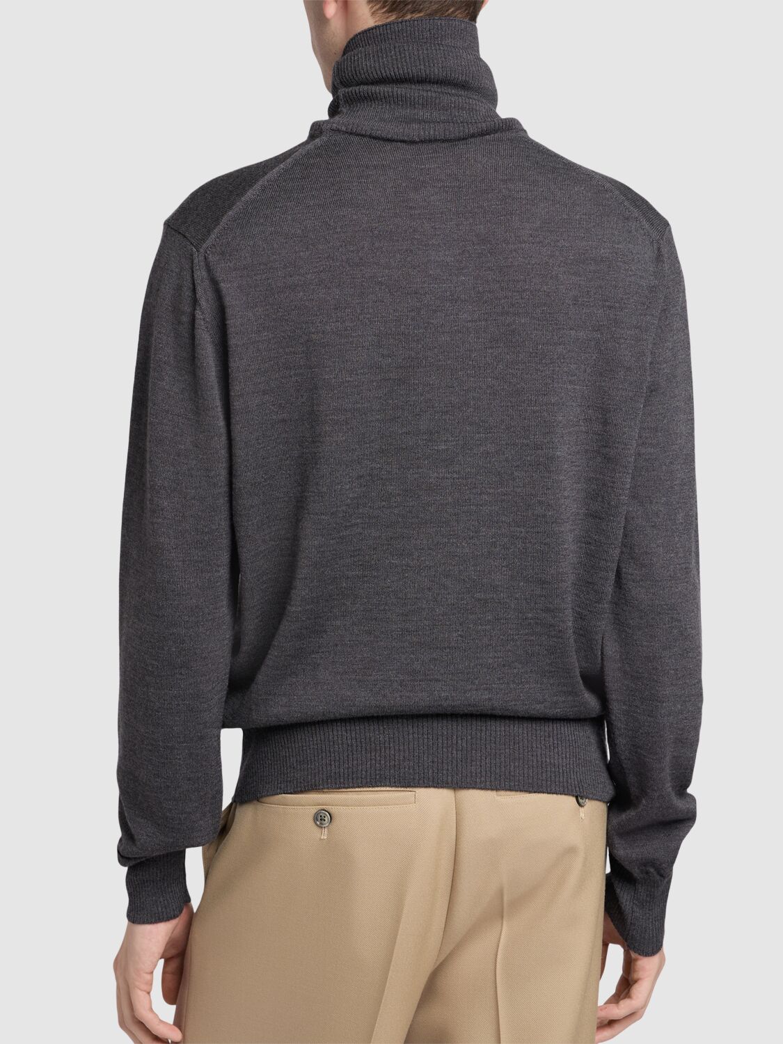 Shop Ami Alexandre Mattiussi Adc Wool Turtleneck In Heather Grey