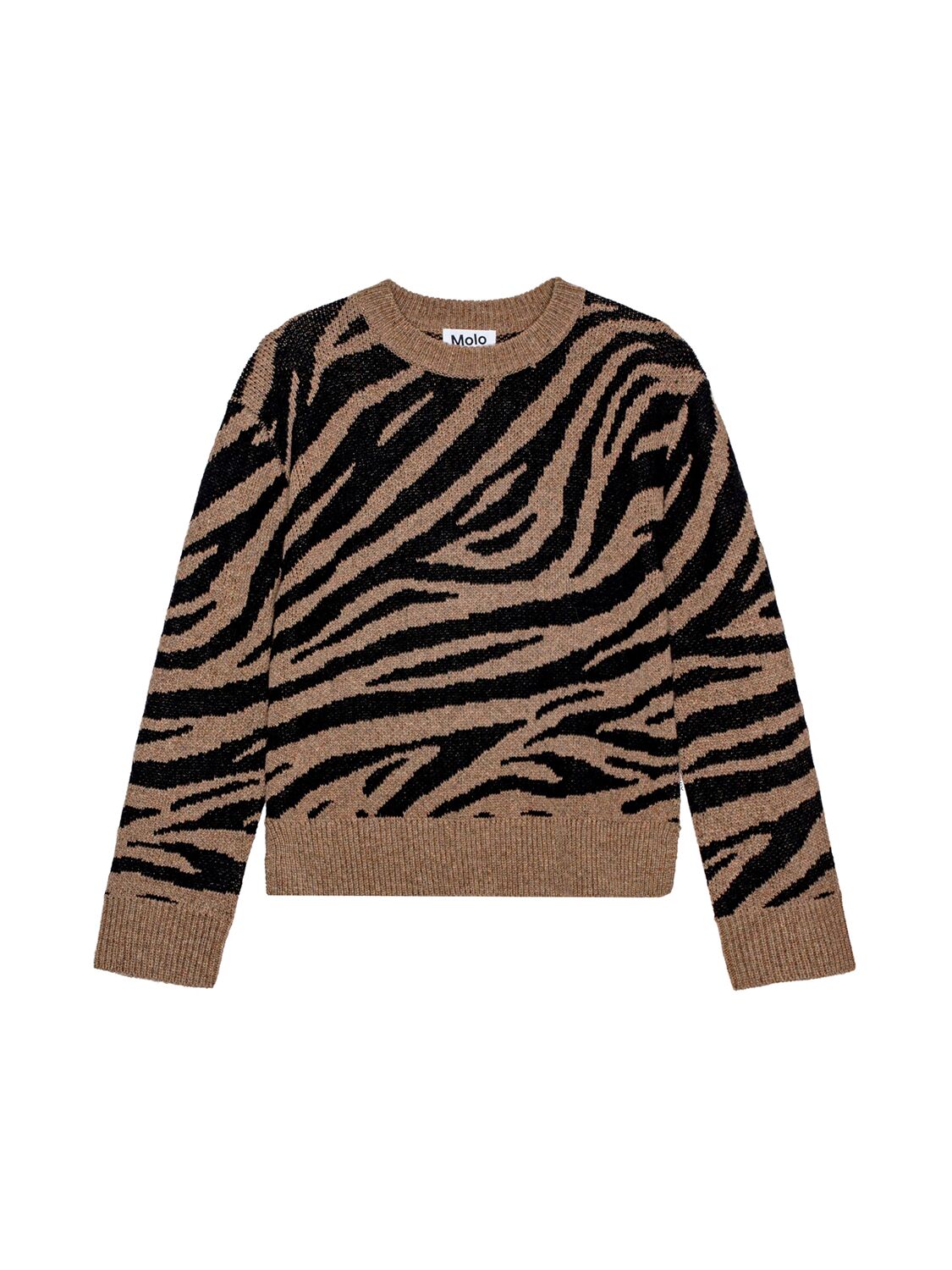 Molo Zebra Wool Blend Knit Sweater In Brown/black