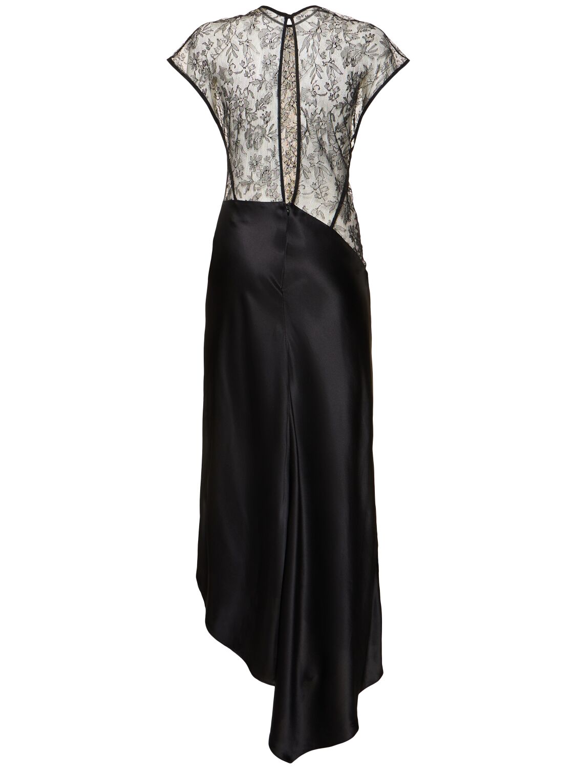 Shop Tove Beline Lace & Satin Long Dress In Black