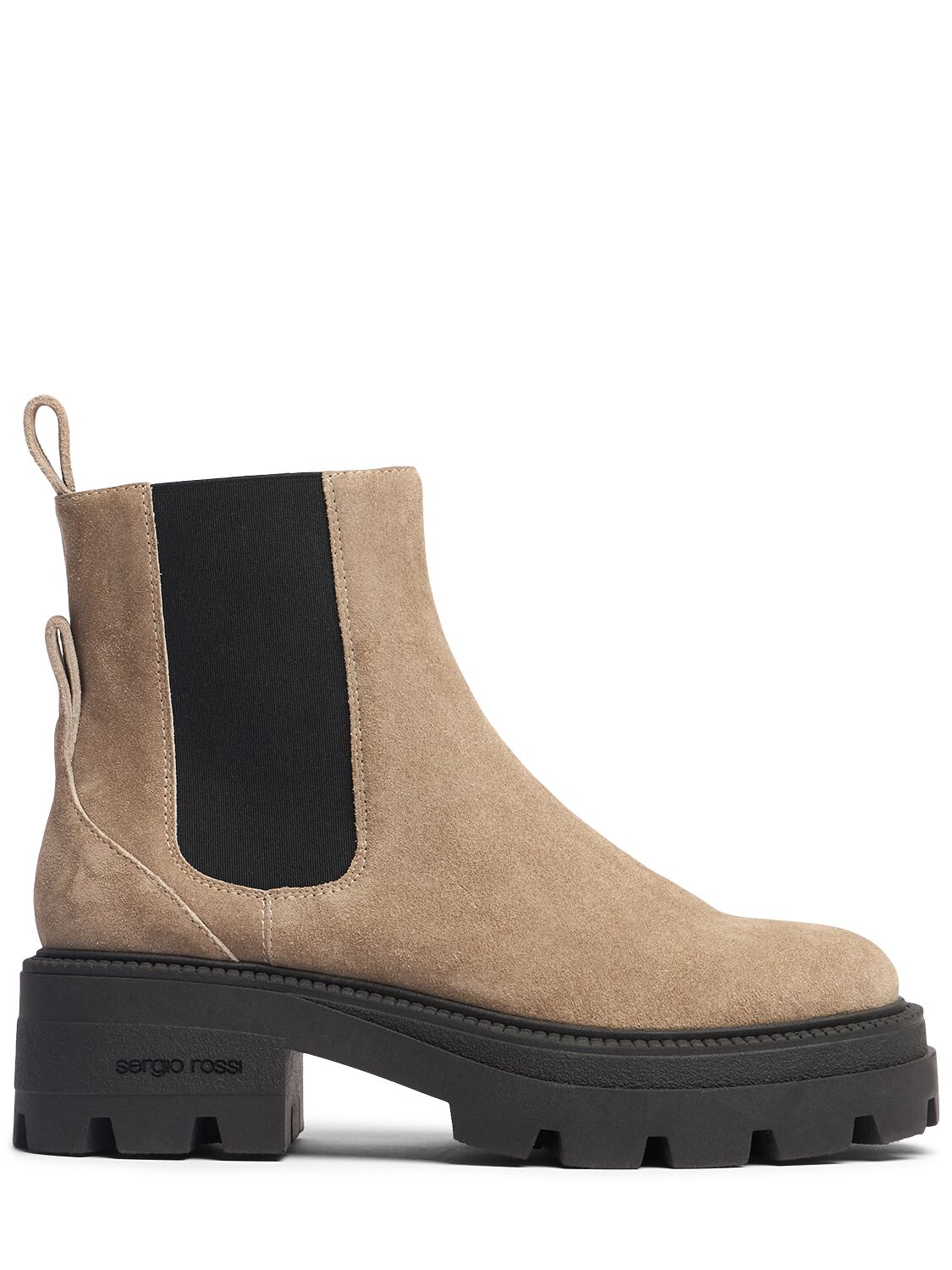 Sergio Rossi 25mm Suede Chelsea Boots In Brown