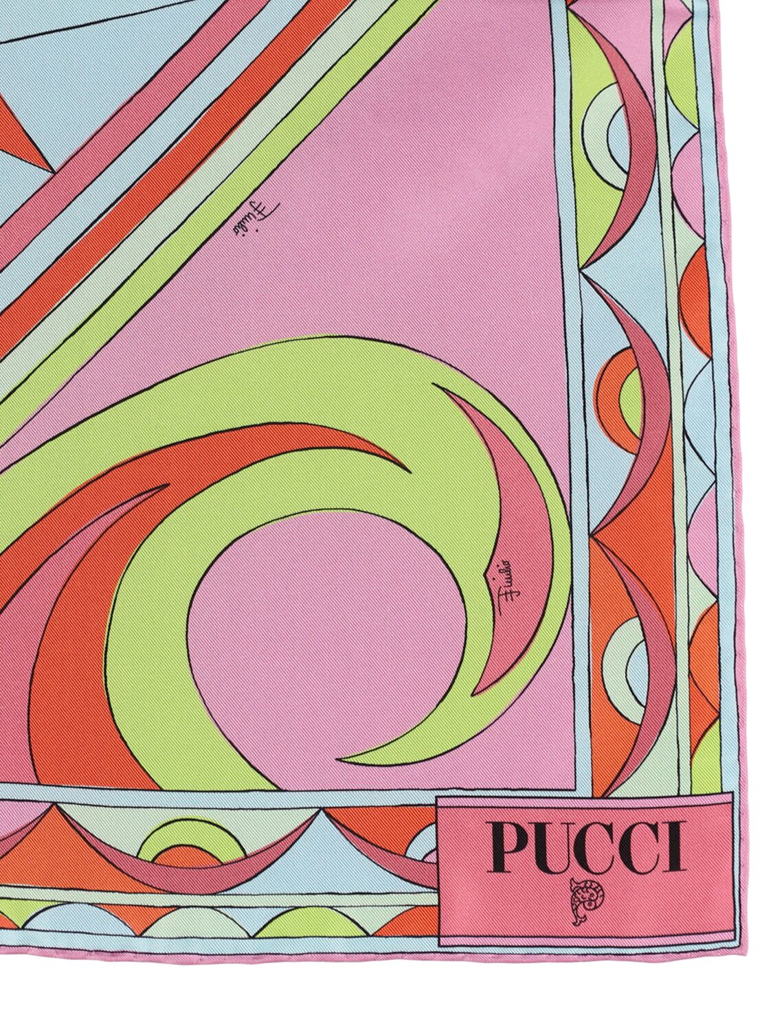 Shop Pucci Printed Silk Foulard In Multicolor