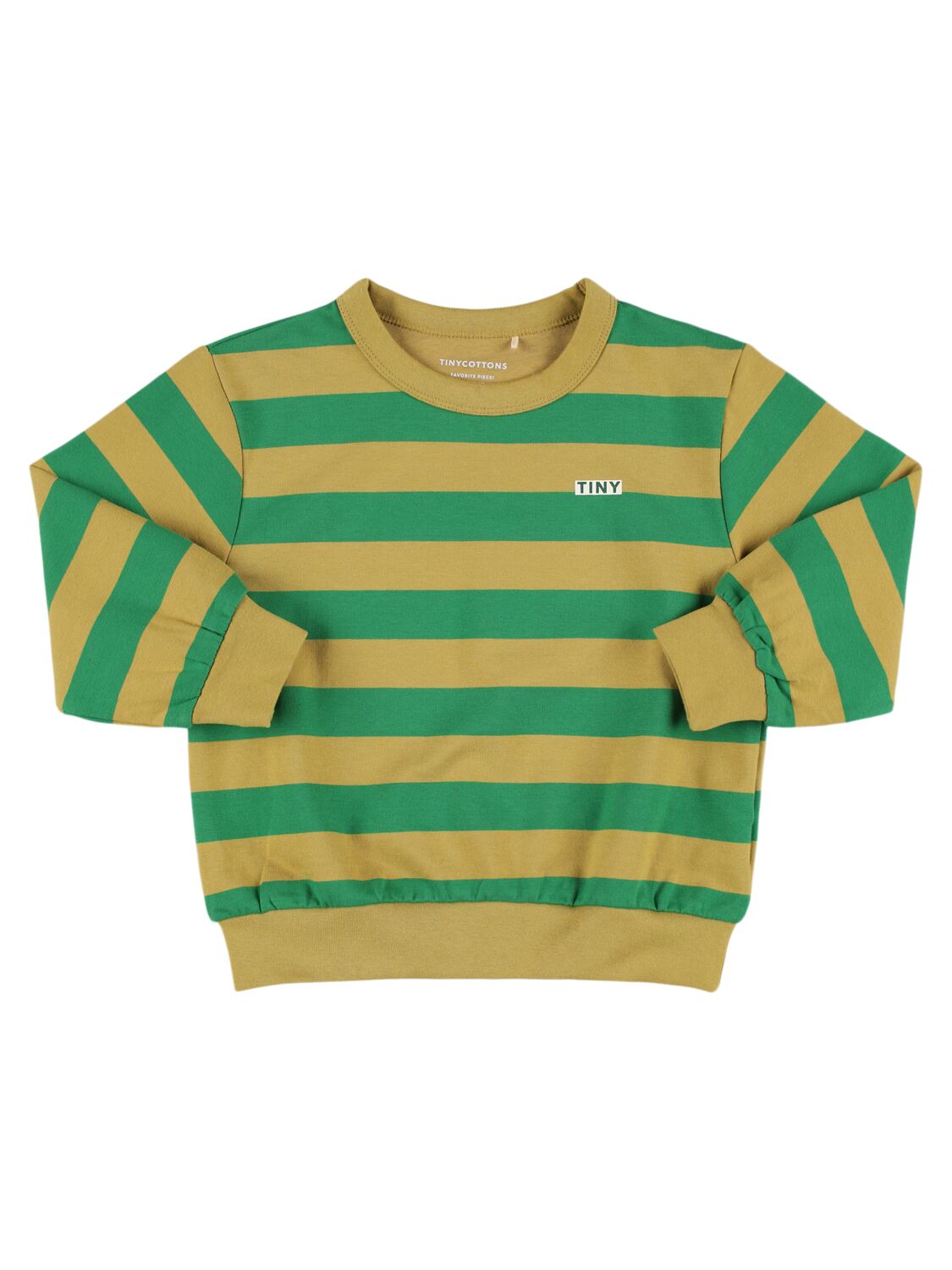 Tiny Cottons Kids' Striped Cotton Blend Sweatshirt In Green