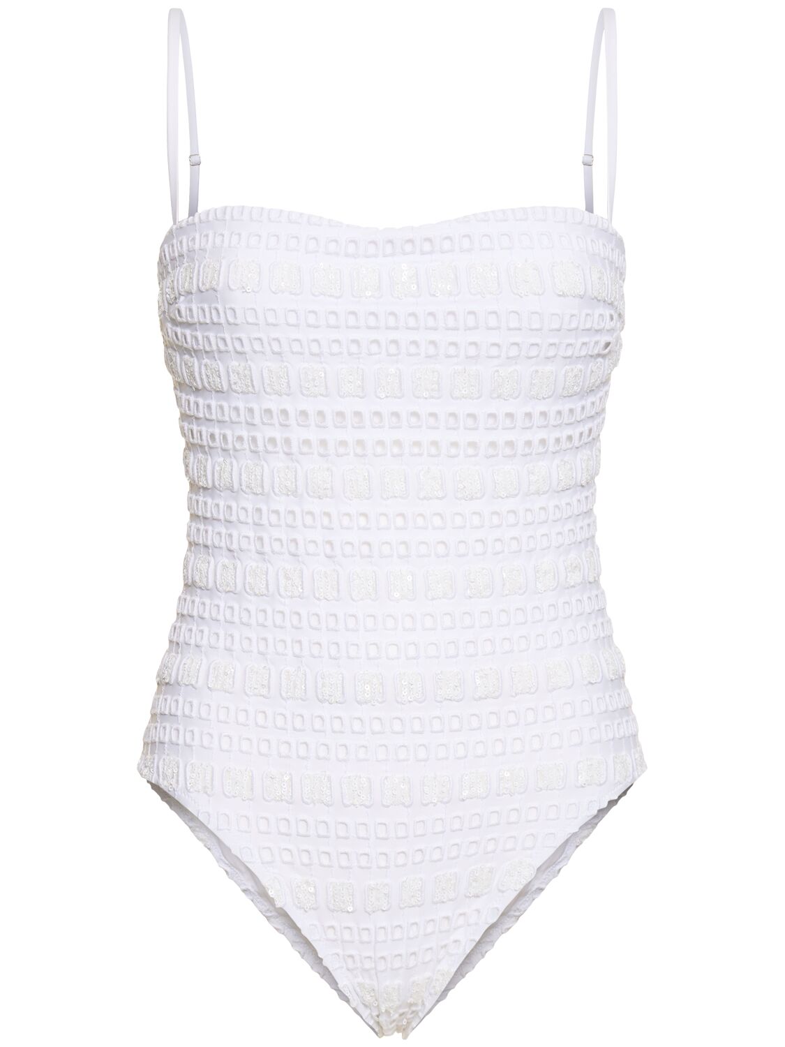 Embroidered Sequined One Piece Swimsuit