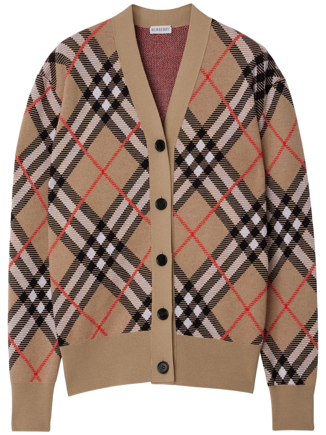 Burberry Check Buttoned Cardigan In Neutral