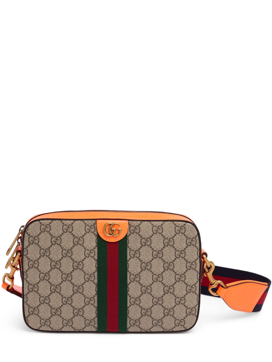 Gucci Small Ophidia Gg Crossbody Bag In Beige,orange