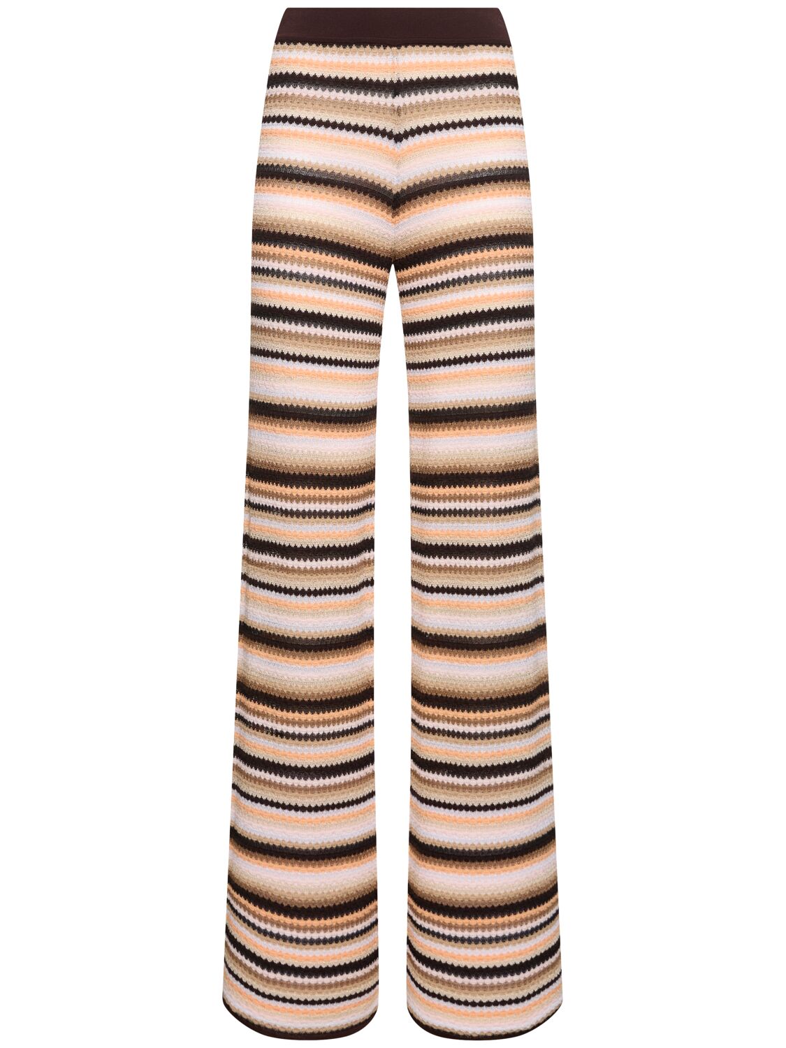 Missoni Crochet-knit Cotton-blend Wide-leg Pants In Brown/multi
