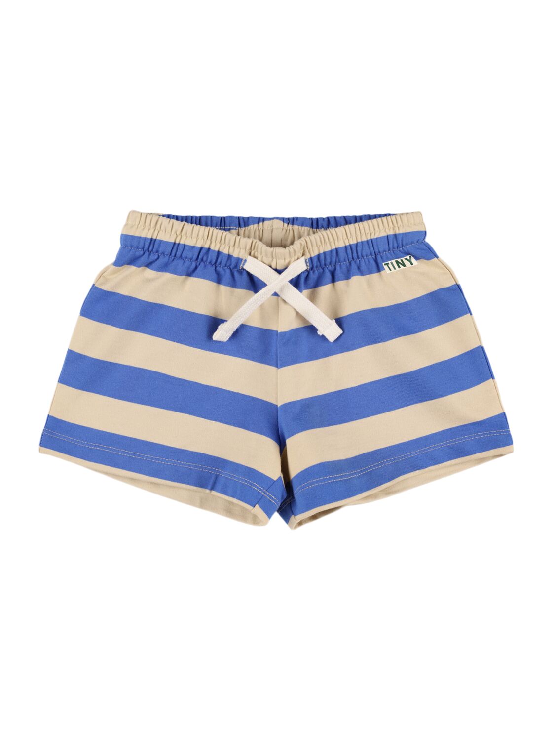 Tiny Cottons Kids' Striped Cotton Blend Shorts In Blue,beige