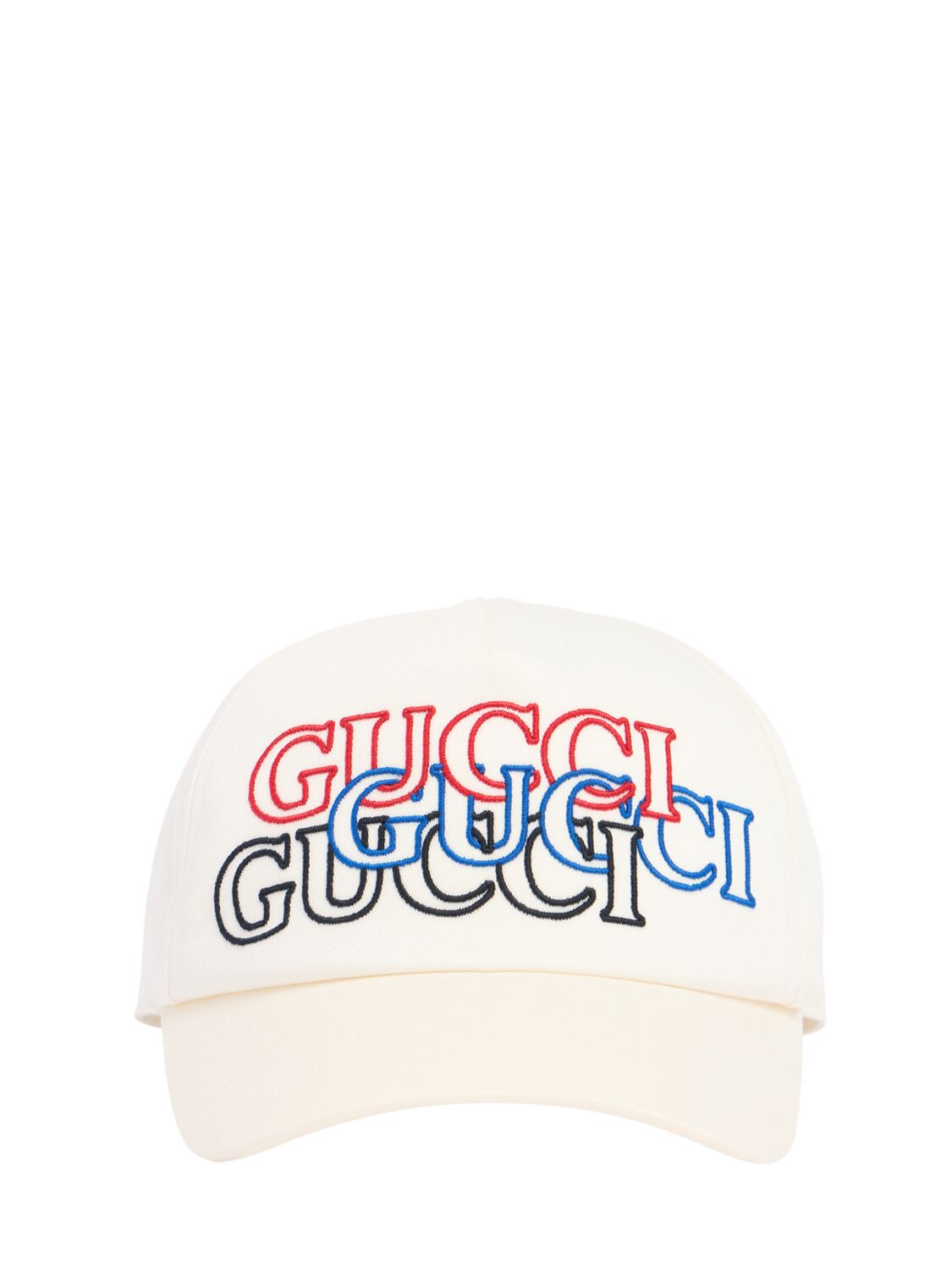 Shop Gucci Embroidery Cotton Baseball Cap In White,multi