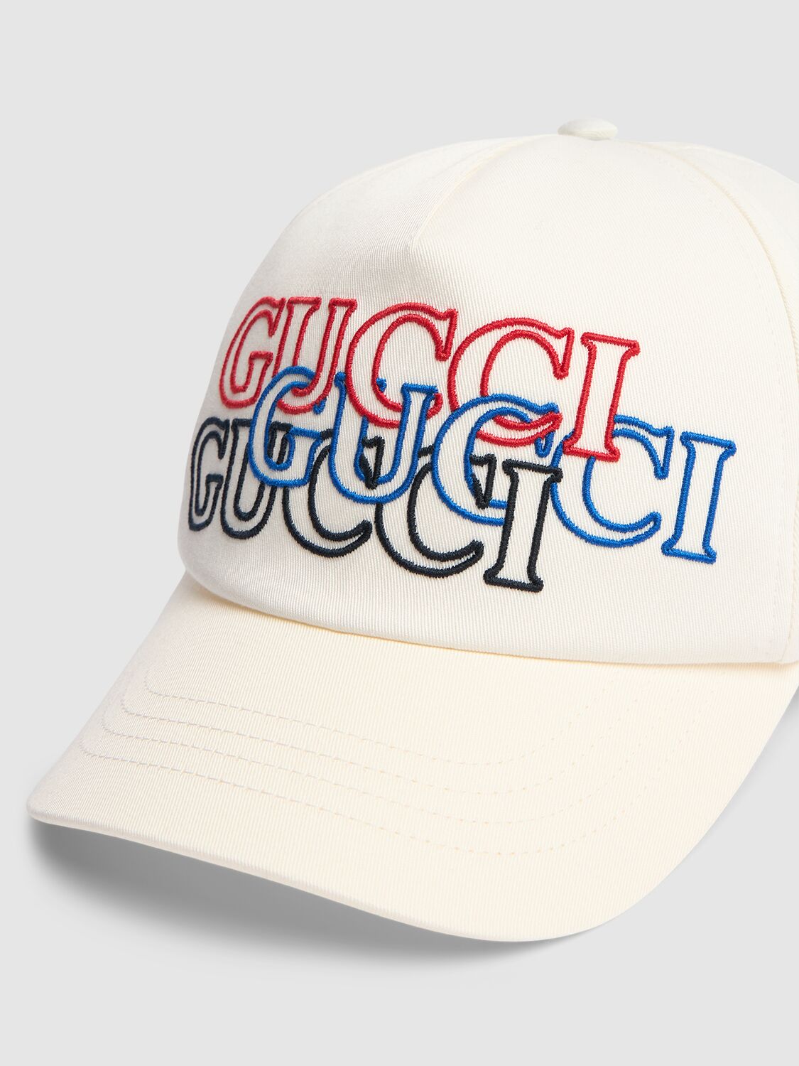 Shop Gucci Embroidery Cotton Baseball Cap In White,multi