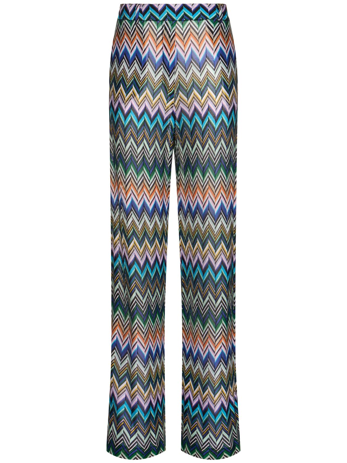 Missoni Straight Pants With Offset Zig Zag In Blue/multi