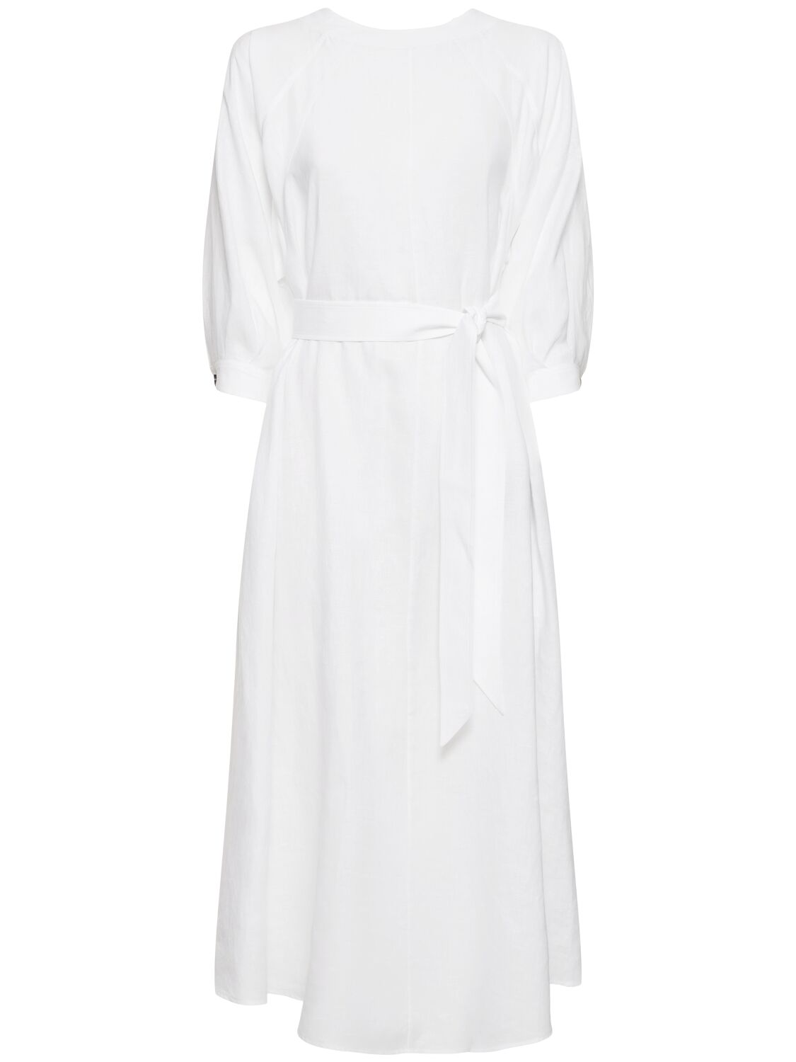 Mina Solaire 3/4 Sleeve Linen Midi Dress